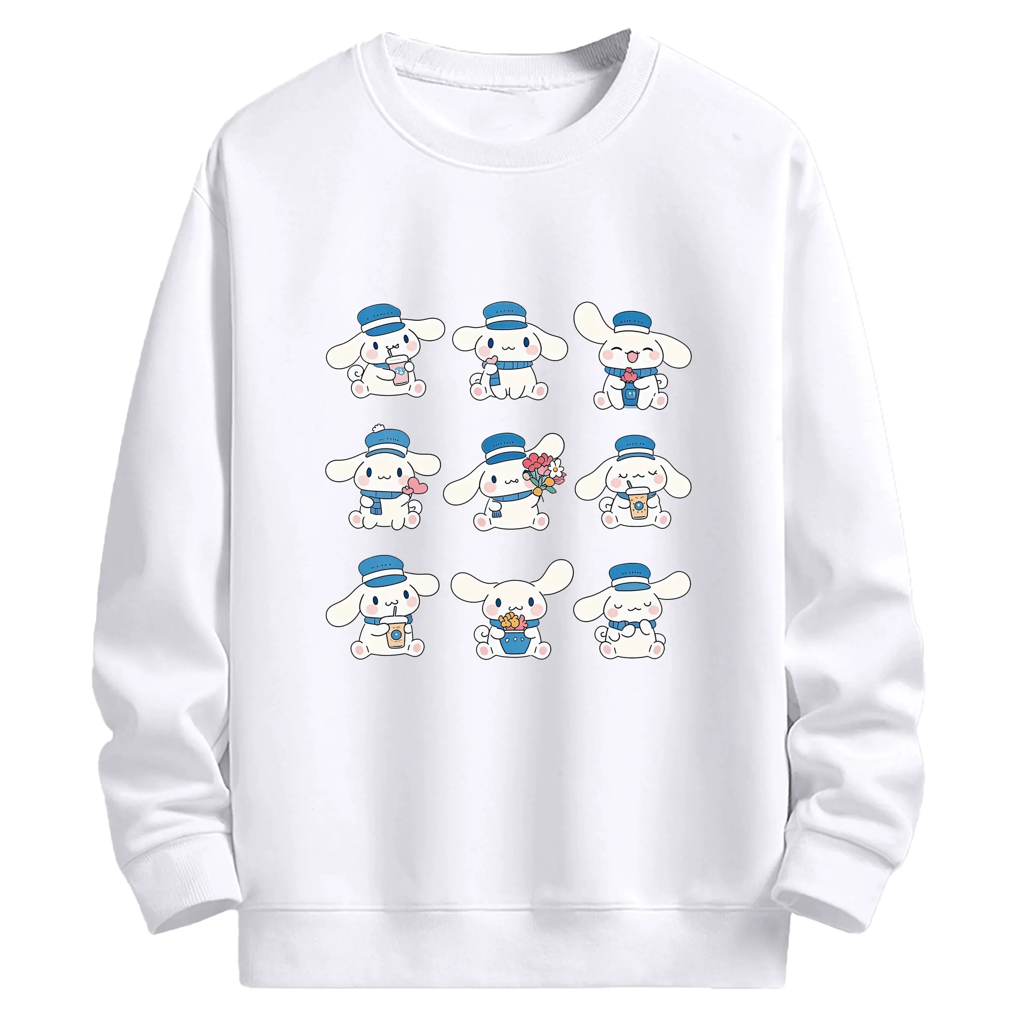 サンリオ グッズ,シナモロール - 高品質 クルーネック スウェット ・ コットン59％ ポリエステル41％ ・ ユニセックス 長袖 トレーナー ・ カジュアル デイリー スポーツ 散歩用