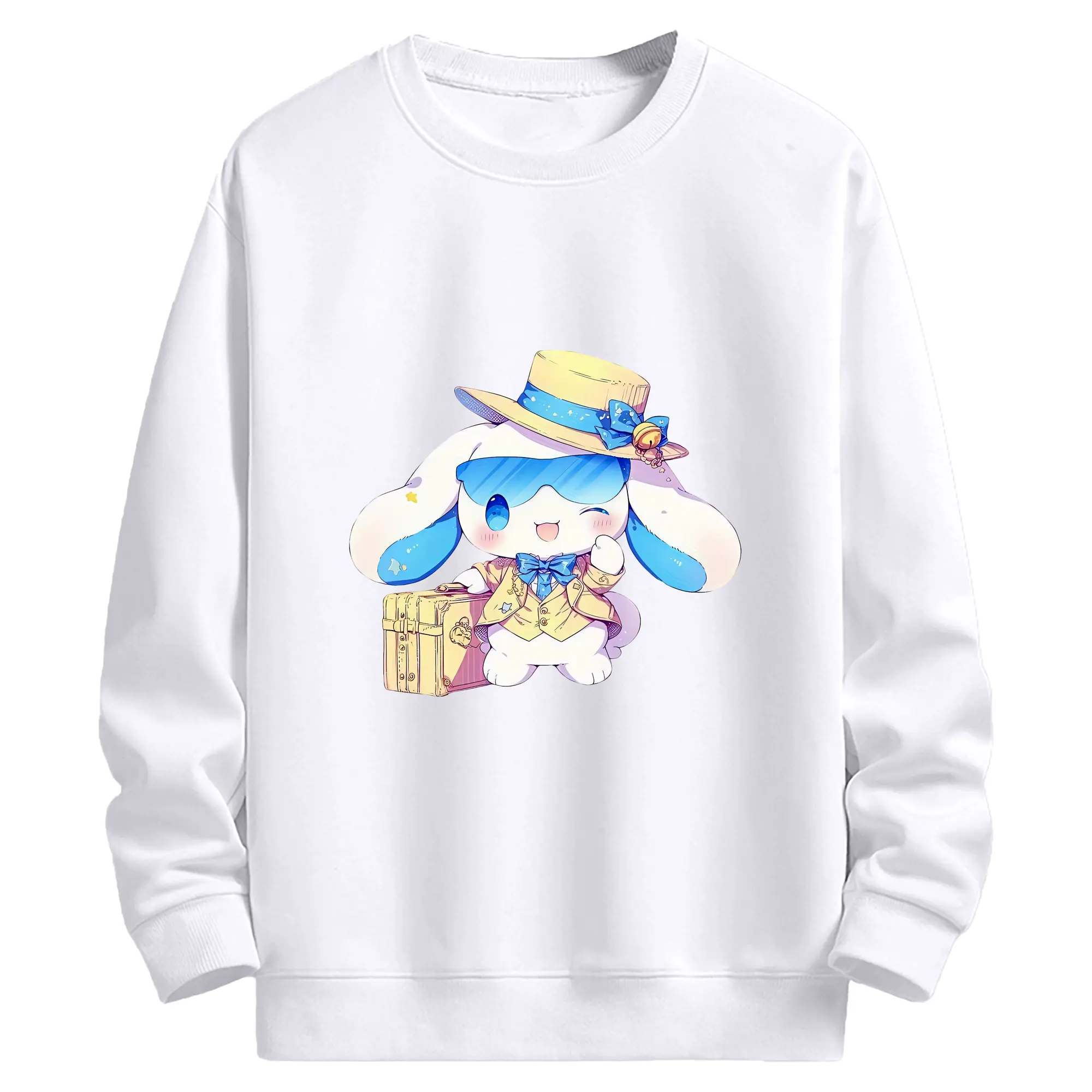 サンリオ グッズ,シナモロール - 高品質 クルーネック スウェット ・ コットン59％ ポリエステル41％ ・ ユニセックス 長袖 トレーナー ・ カジュアル デイリー スポーツ 散歩用