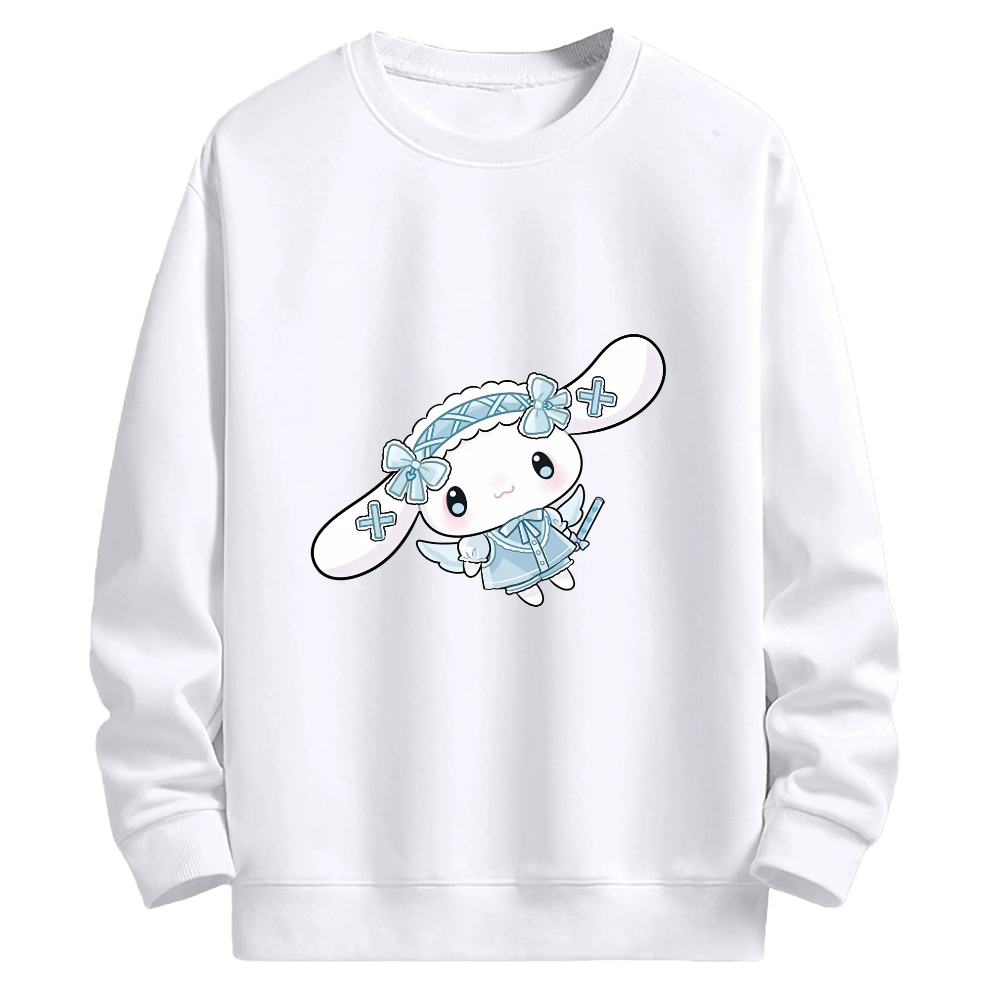 サンリオ グッズ,シナモロール - 高品質 クルーネック スウェット ・ コットン59％ ポリエステル41％ ・ ユニセックス 長袖 トレーナー ・ カジュアル デイリー スポーツ 散歩用