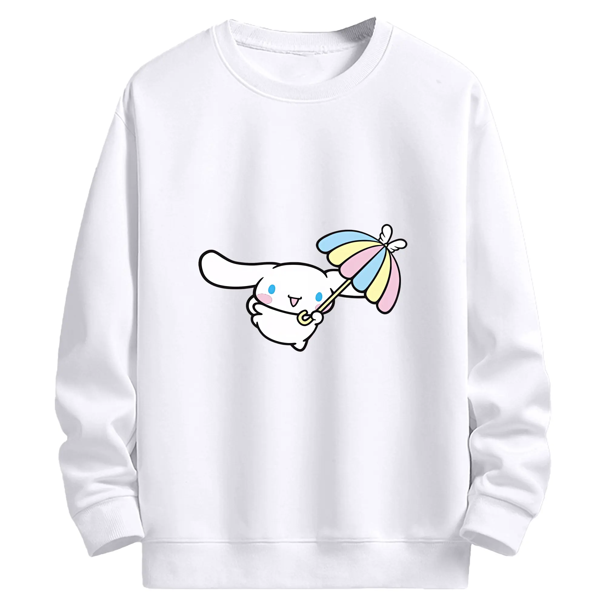 サンリオ グッズ,シナモロール - 高品質 クルーネック スウェット ・ コットン59％ ポリエステル41％ ・ ユニセックス 長袖 トレーナー ・ カジュアル デイリー スポーツ 散歩用