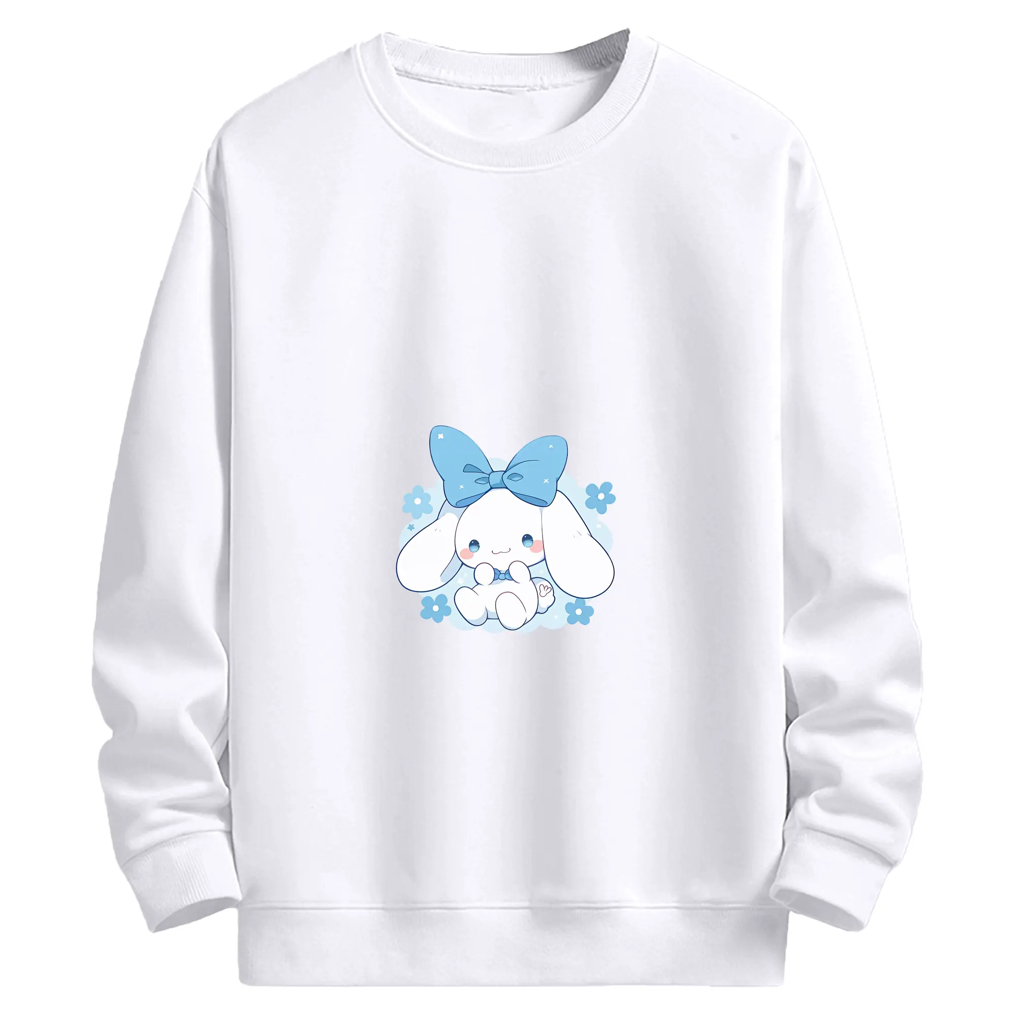 サンリオ グッズ,シナモロール - 高品質 クルーネック スウェット ・ コットン59％ ポリエステル41％ ・ ユニセックス 長袖 トレーナー ・ カジュアル デイリー スポーツ 散歩用
