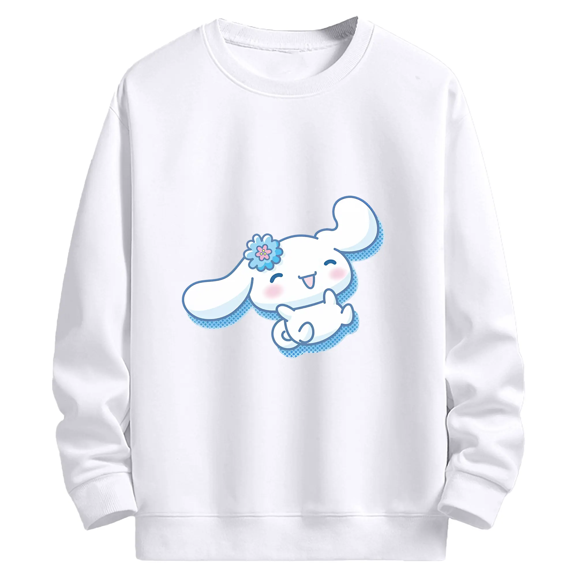 サンリオ グッズ,シナモロール - 高品質 クルーネック スウェット ・ コットン59％ ポリエステル41％ ・ ユニセックス 長袖 トレーナー ・ カジュアル デイリー スポーツ 散歩用