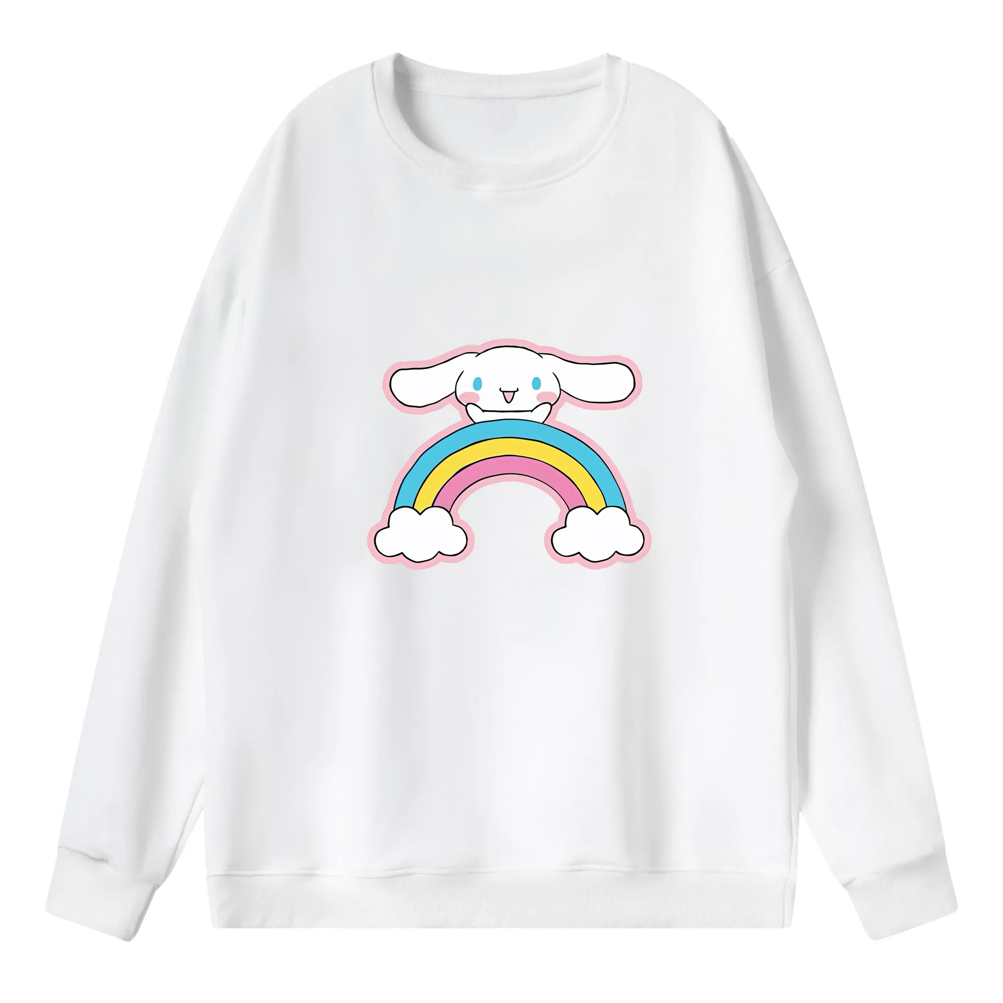 サンリオ グッズ,シナモロール - 薄手 クルーネック スウェット 裏毛260g · ポリエステル 春秋向け カジュアル 男女兼用 · トレーナー デイリー スポーツ 散歩に最適