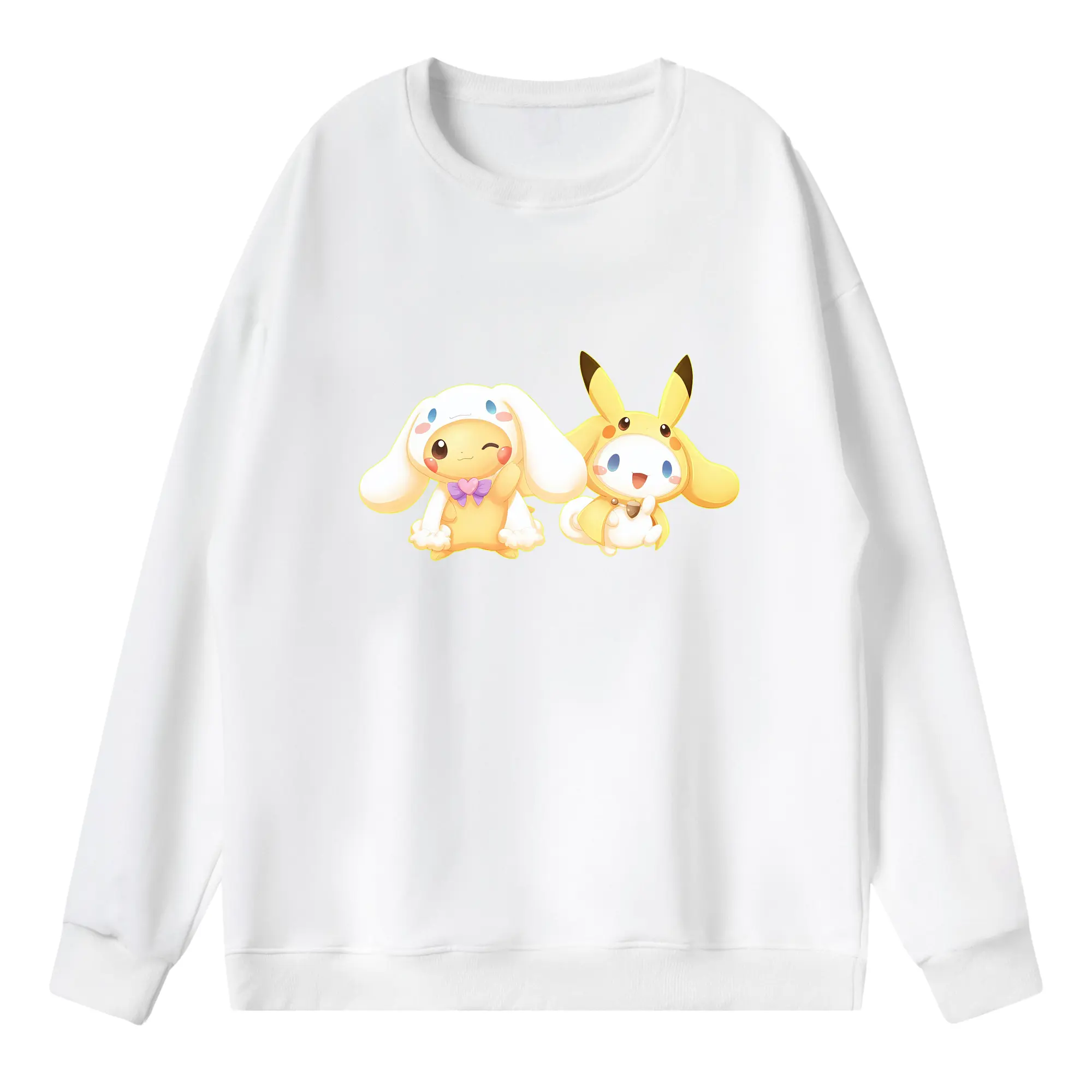 サンリオ グッズ,シナモロール - 薄手 クルーネック スウェット 裏毛260g · ポリエステル 春秋向け カジュアル 男女兼用 · トレーナー デイリー スポーツ 散歩に最適