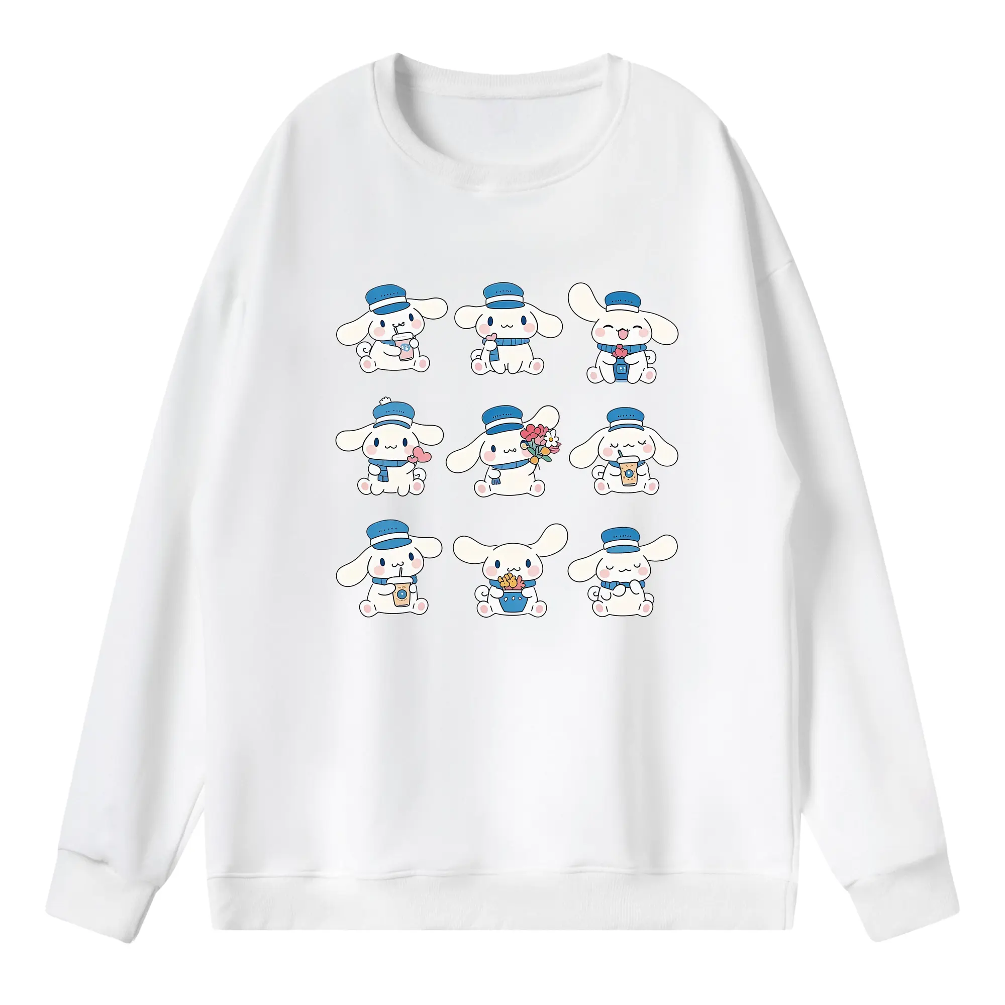 サンリオ グッズ,シナモロール - 薄手 クルーネック スウェット 裏毛260g · ポリエステル 春秋向け カジュアル 男女兼用 · トレーナー デイリー スポーツ 散歩に最適
