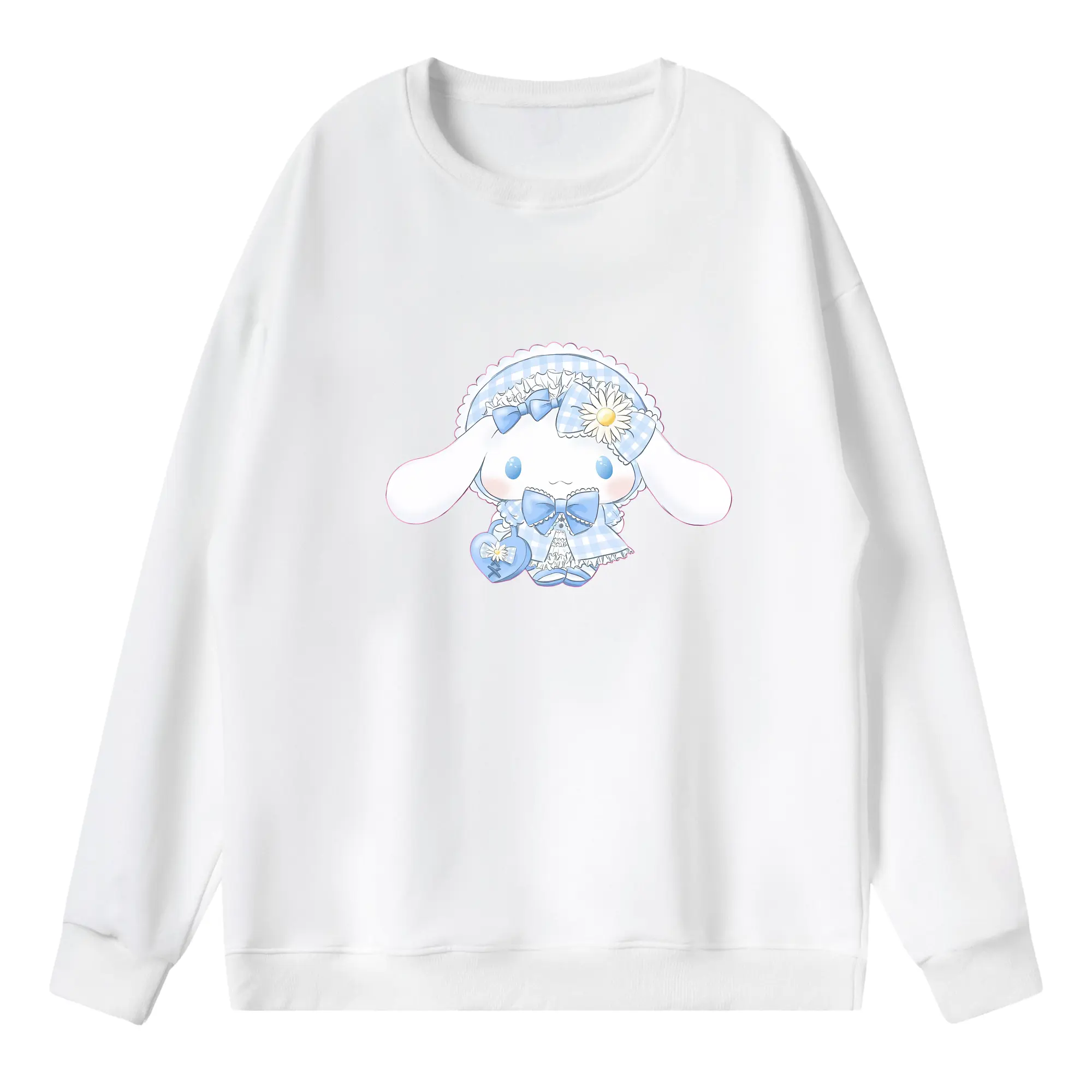 サンリオ グッズ,シナモロール - 薄手 クルーネック スウェット 裏毛260g · ポリエステル 春秋向け カジュアル 男女兼用 · トレーナー デイリー スポーツ 散歩に最適