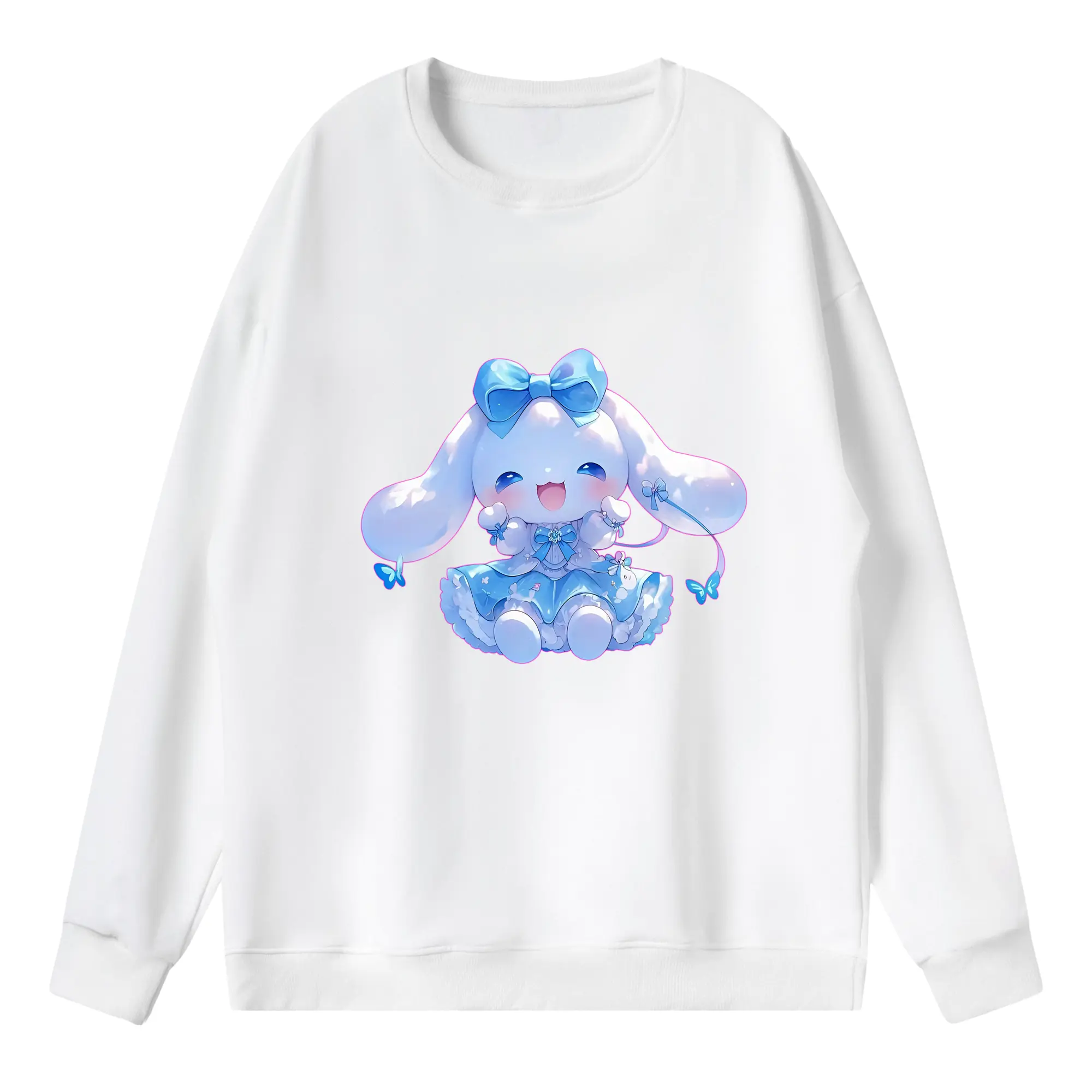 サンリオ グッズ,シナモロール - 薄手 クルーネック スウェット 裏毛260g · ポリエステル 春秋向け カジュアル 男女兼用 · トレーナー デイリー スポーツ 散歩に最適