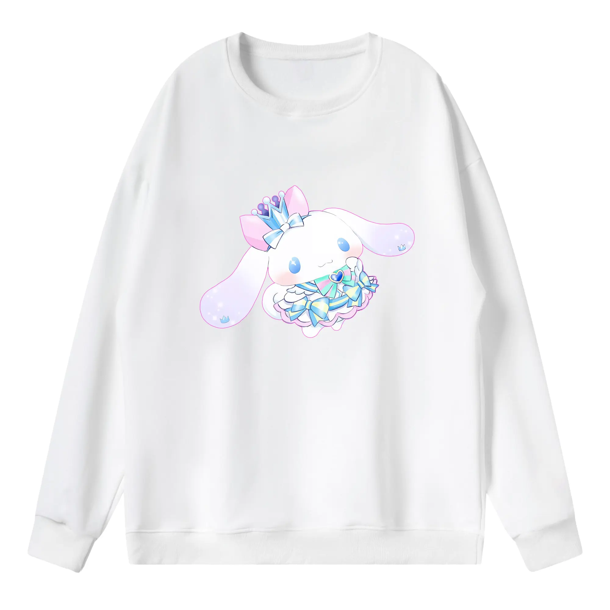 サンリオ グッズ,シナモロール - 薄手 クルーネック スウェット 裏毛260g · ポリエステル 春秋向け カジュアル 男女兼用 · トレーナー デイリー スポーツ 散歩に最適