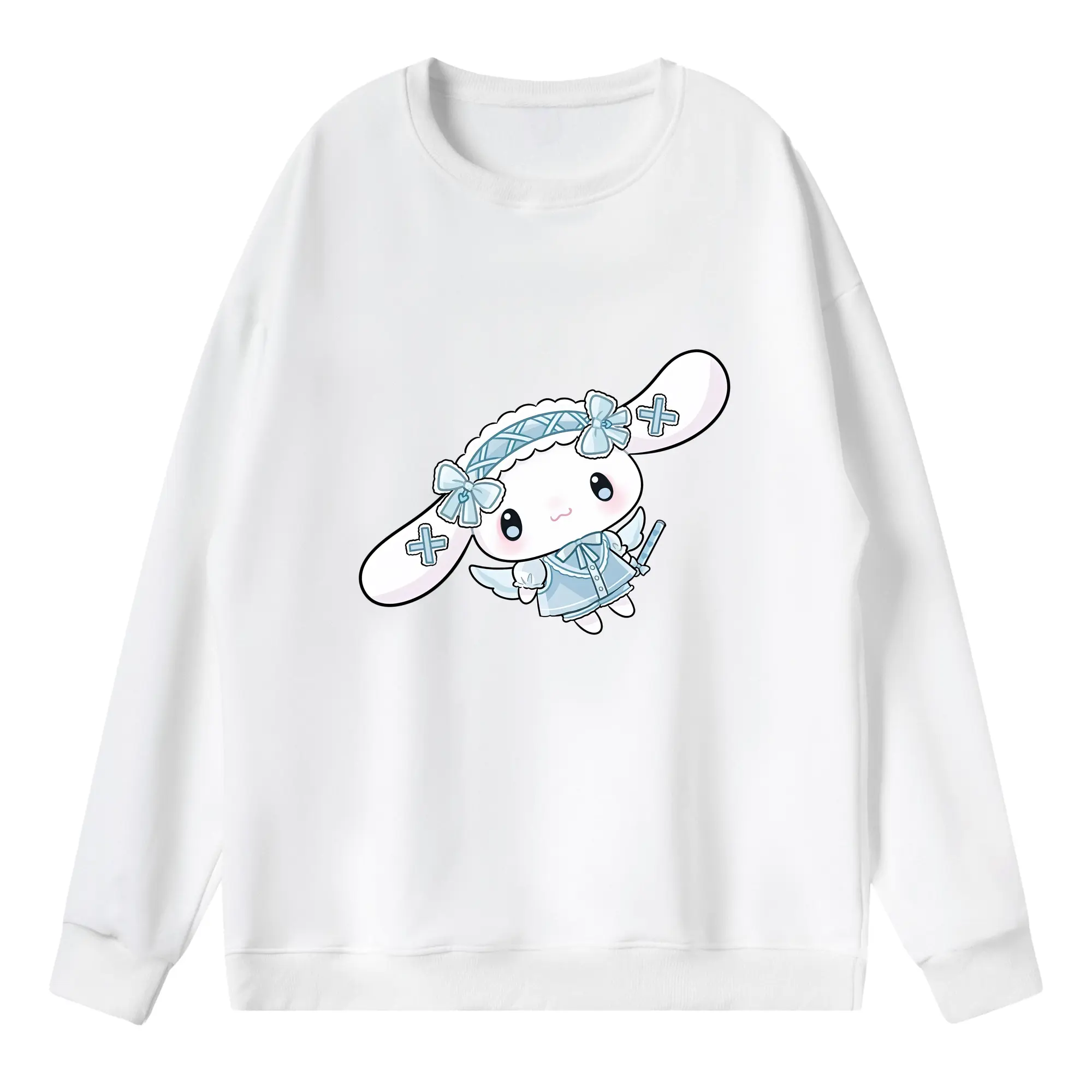 サンリオ グッズ,シナモロール - 薄手 クルーネック スウェット 裏毛260g · ポリエステル 春秋向け カジュアル 男女兼用 · トレーナー デイリー スポーツ 散歩に最適