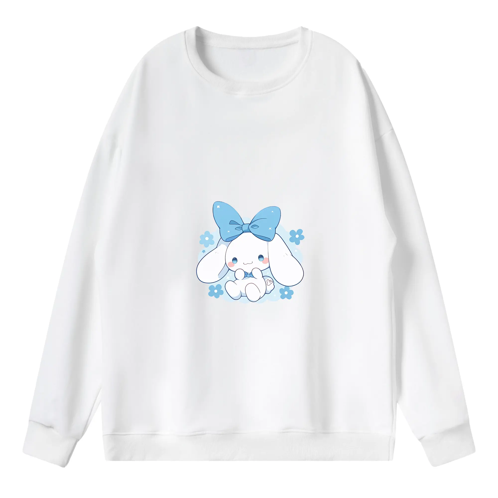 サンリオ グッズ,シナモロール - 薄手 クルーネック スウェット 裏毛260g · ポリエステル 春秋向け カジュアル 男女兼用 · トレーナー デイリー スポーツ 散歩に最適