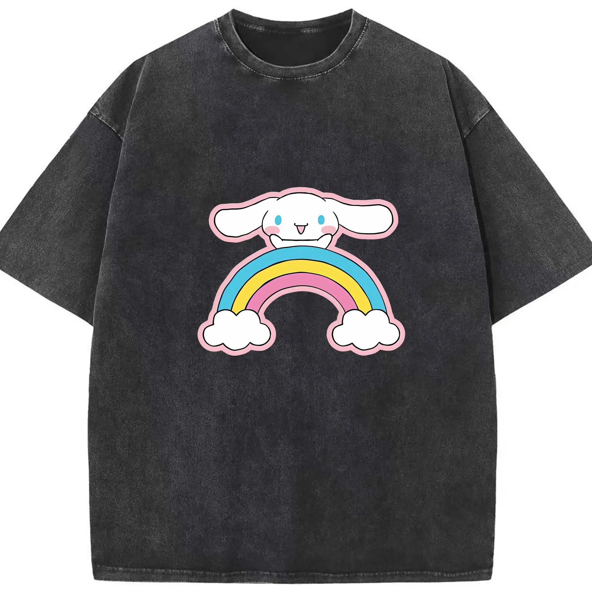 サンリオ グッズ,シナモロール - 綿100％ ヴィンテージ風 半袖Tシャツ ・ フロントプリント ・ 柔らか肌触り ・ 通気性 快適 ・ スポーツ カジュアル 外出用