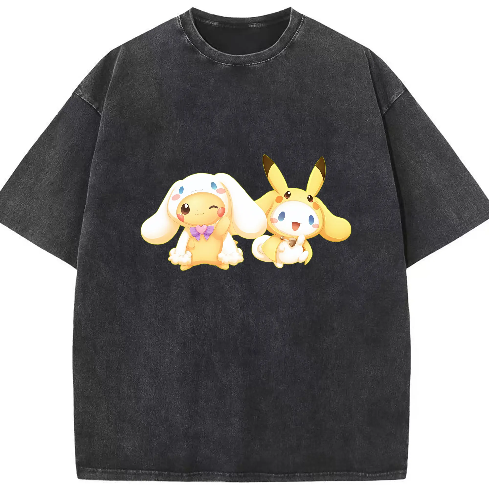 サンリオ グッズ,シナモロール - 綿100％ ヴィンテージ風 半袖Tシャツ ・ フロントプリント ・ 柔らか肌触り ・ 通気性 快適 ・ スポーツ カジュアル 外出用