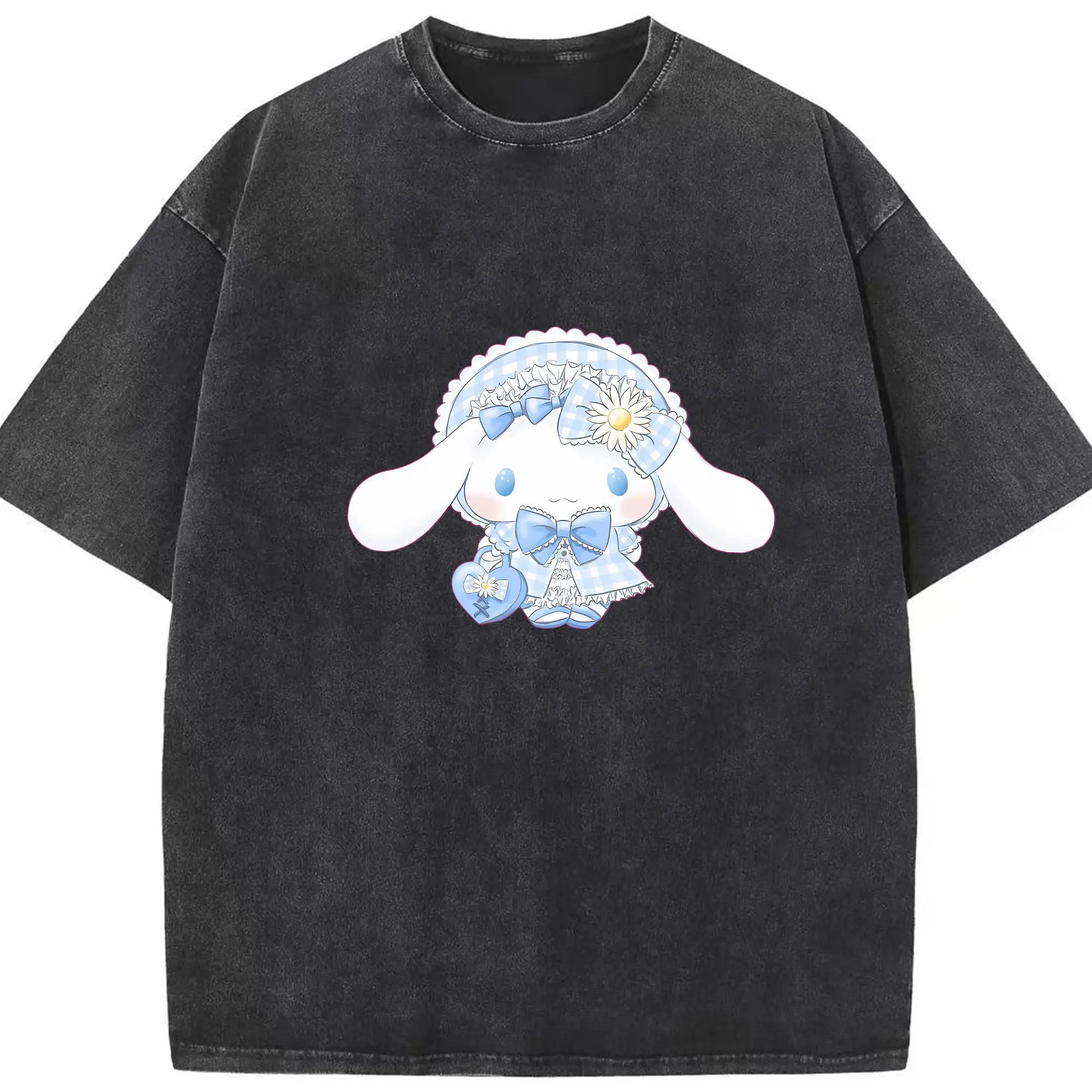 サンリオ グッズ,シナモロール - 綿100％ ヴィンテージ風 半袖Tシャツ ・ フロントプリント ・ 柔らか肌触り ・ 通気性 快適 ・ スポーツ カジュアル 外出用