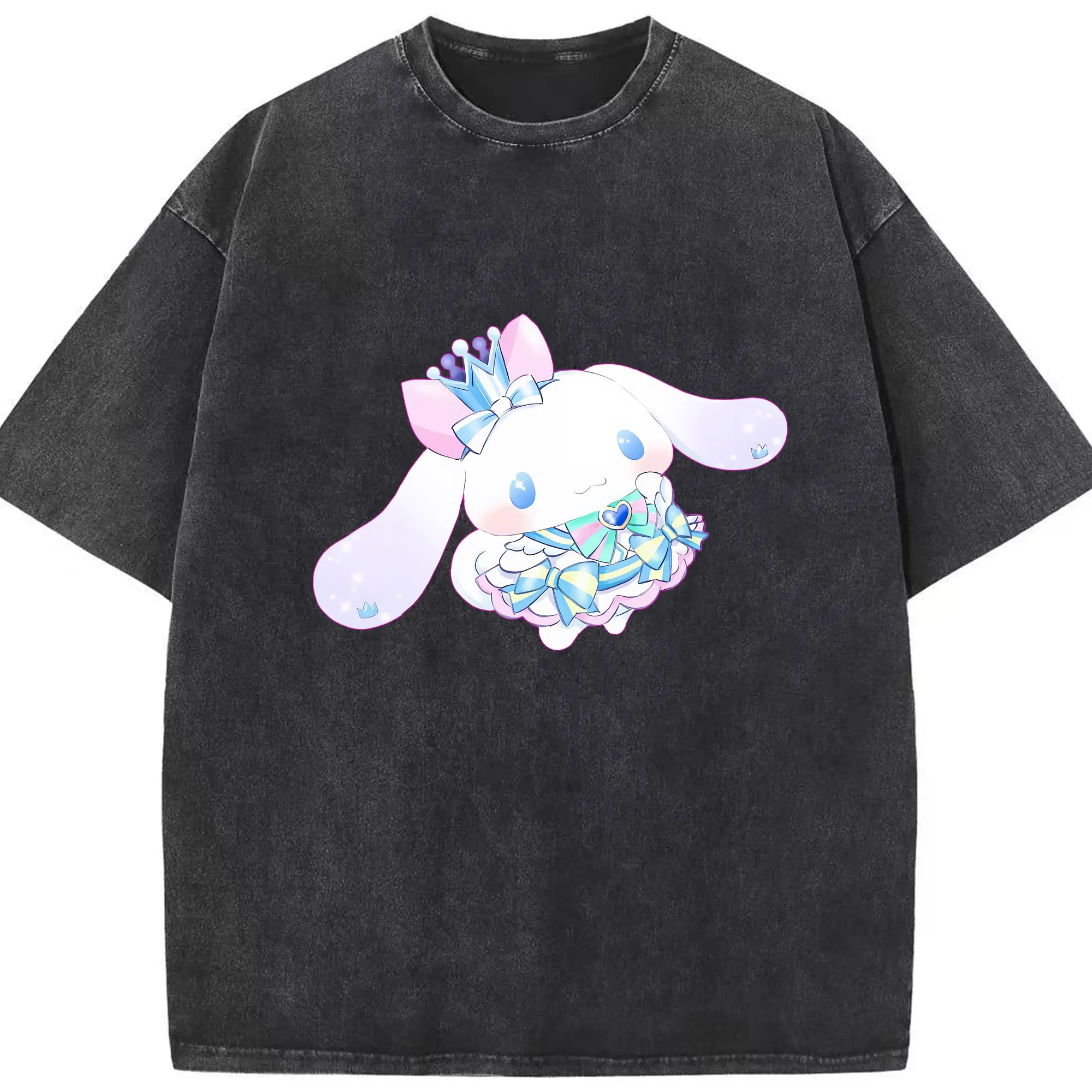 サンリオ グッズ,シナモロール - 綿100％ ヴィンテージ風 半袖Tシャツ ・ フロントプリント ・ 柔らか肌触り ・ 通気性 快適 ・ スポーツ カジュアル 外出用