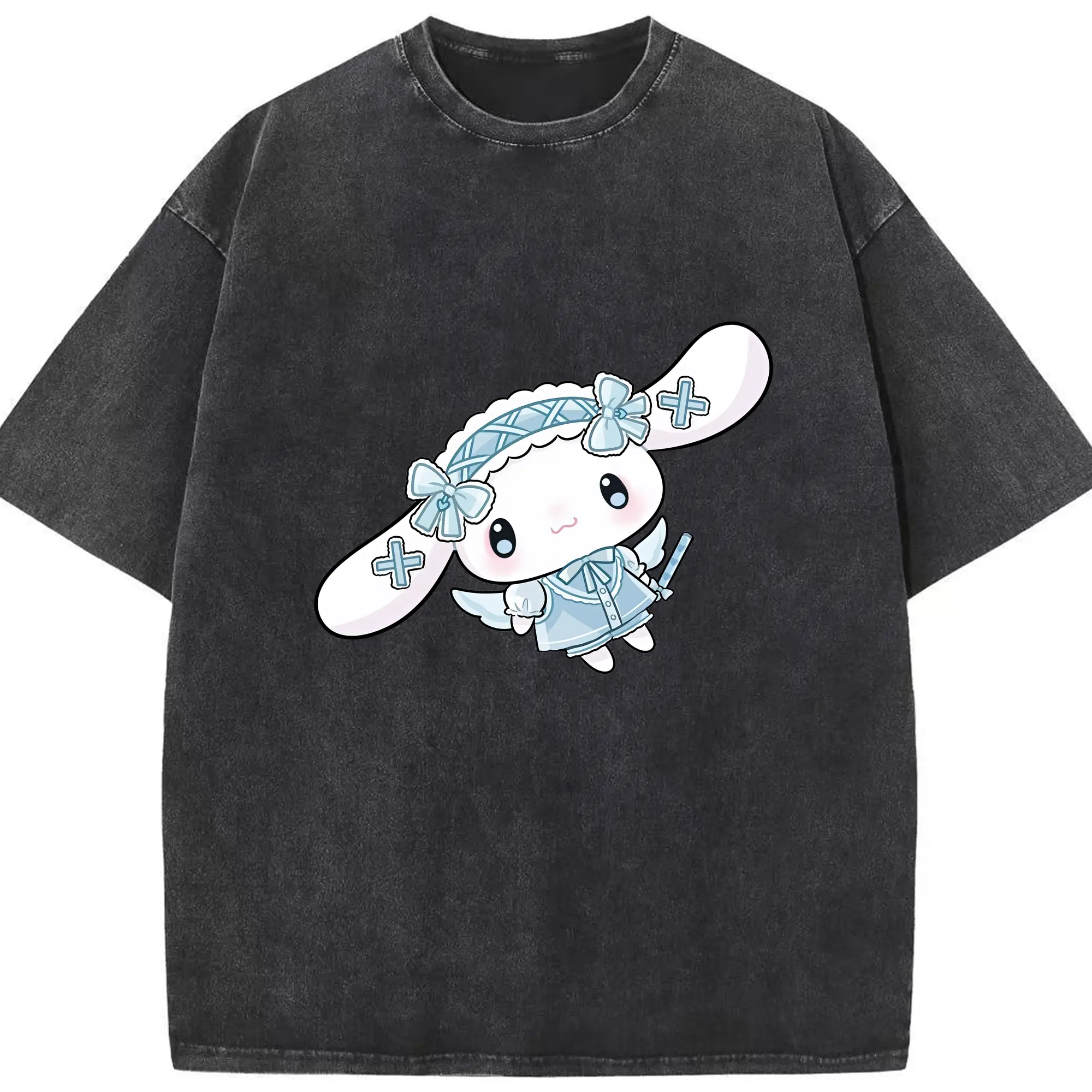 サンリオ グッズ,シナモロール - 綿100％ ヴィンテージ風 半袖Tシャツ ・ フロントプリント ・ 柔らか肌触り ・ 通気性 快適 ・ スポーツ カジュアル 外出用