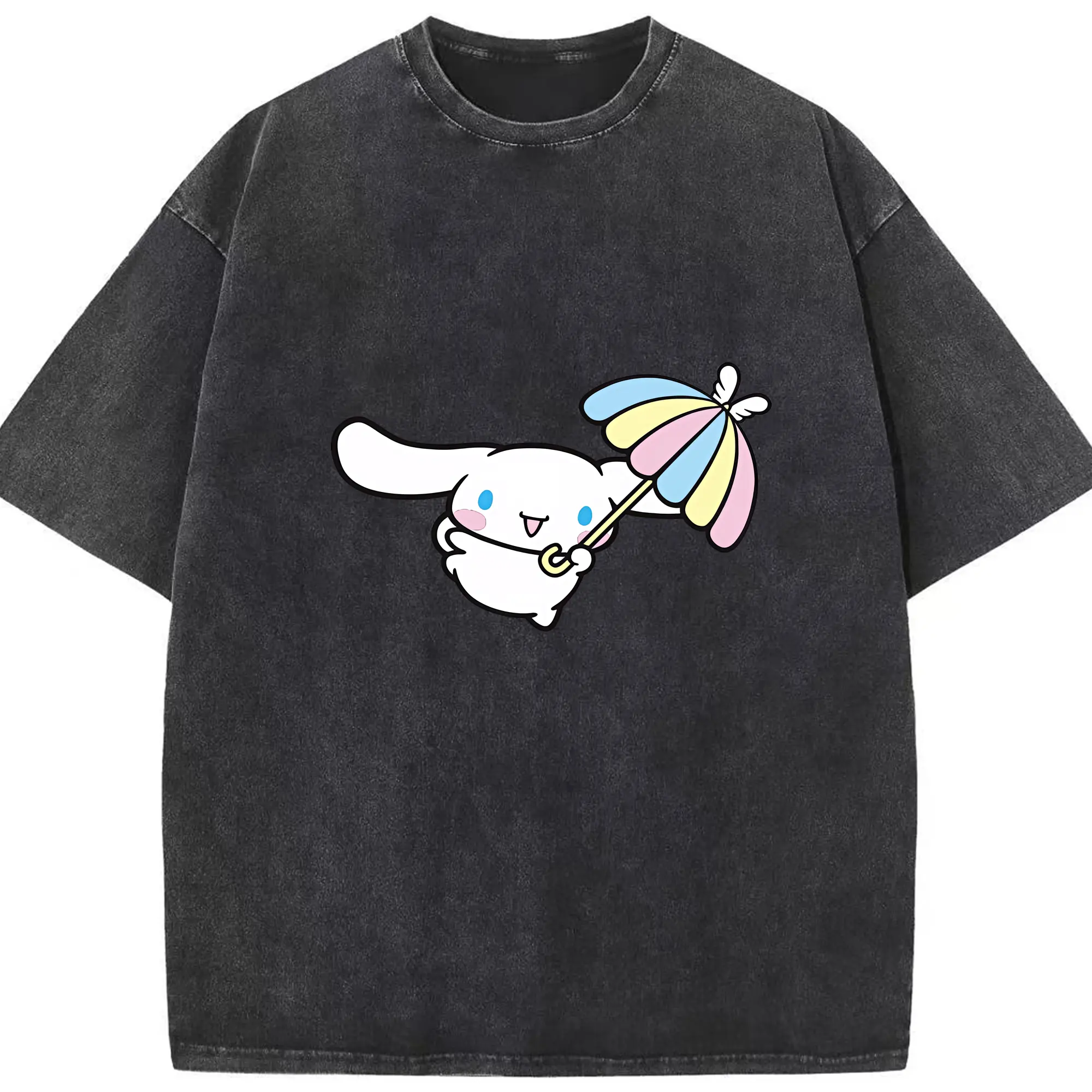 サンリオ グッズ,シナモロール - 綿100％ ヴィンテージ風 半袖Tシャツ ・ フロントプリント ・ 柔らか肌触り ・ 通気性 快適 ・ スポーツ カジュアル 外出用