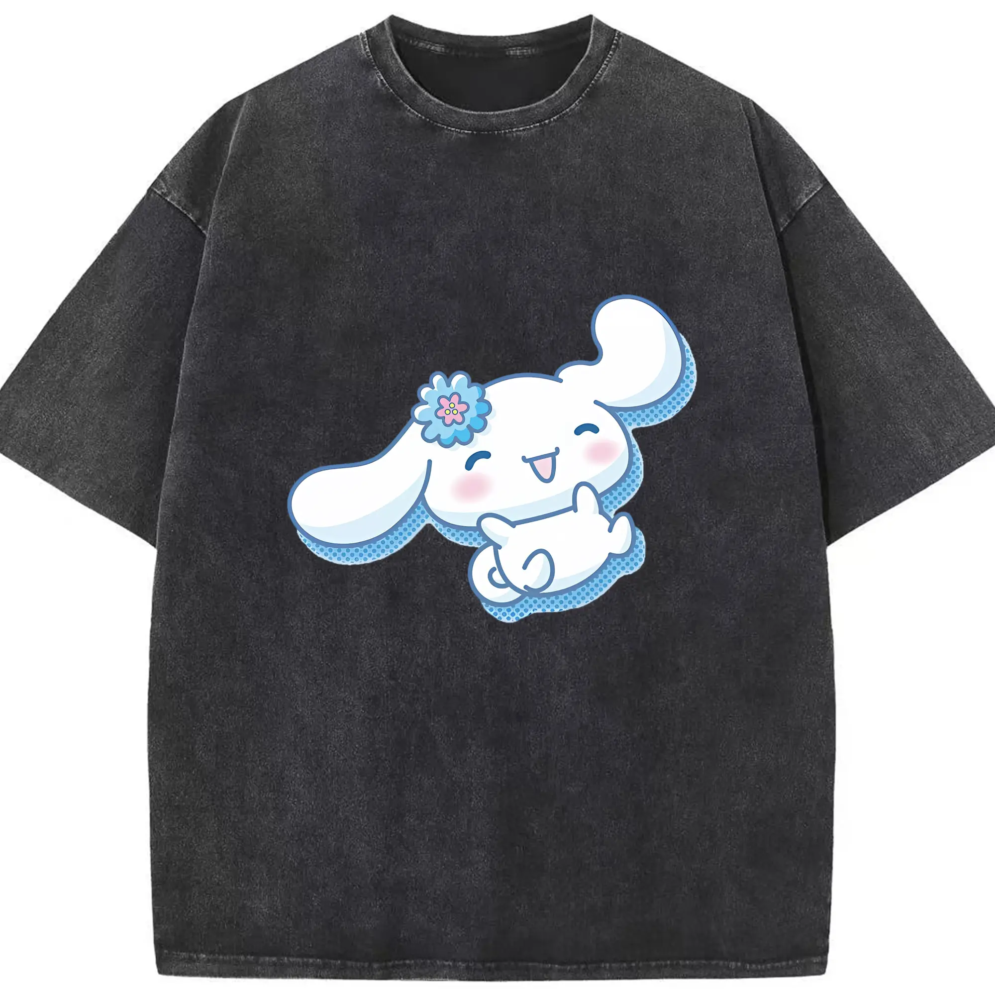 サンリオ グッズ,シナモロール - 綿100％ ヴィンテージ風 半袖Tシャツ ・ フロントプリント ・ 柔らか肌触り ・ 通気性 快適 ・ スポーツ カジュアル 外出用