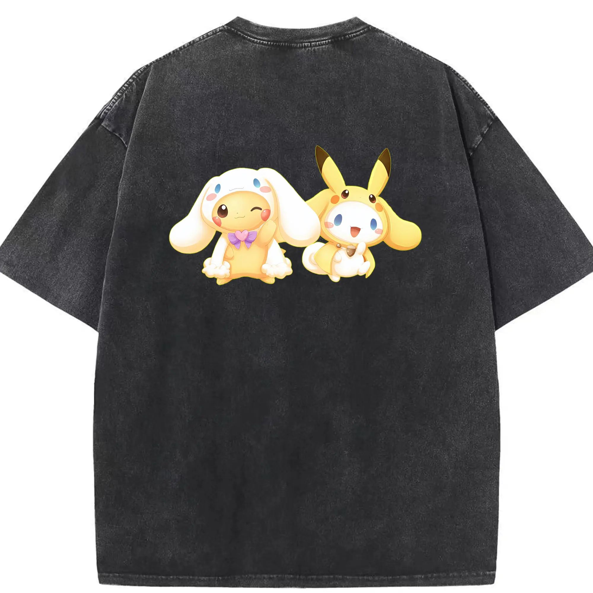 サンリオ グッズ,シナモロール - 綿100％ ヴィンテージ風 半袖Tシャツ ・ 背面プリント ・ 柔らか肌触り ・ 通気性 快適 ・ スポーツ カジュアル 外出用