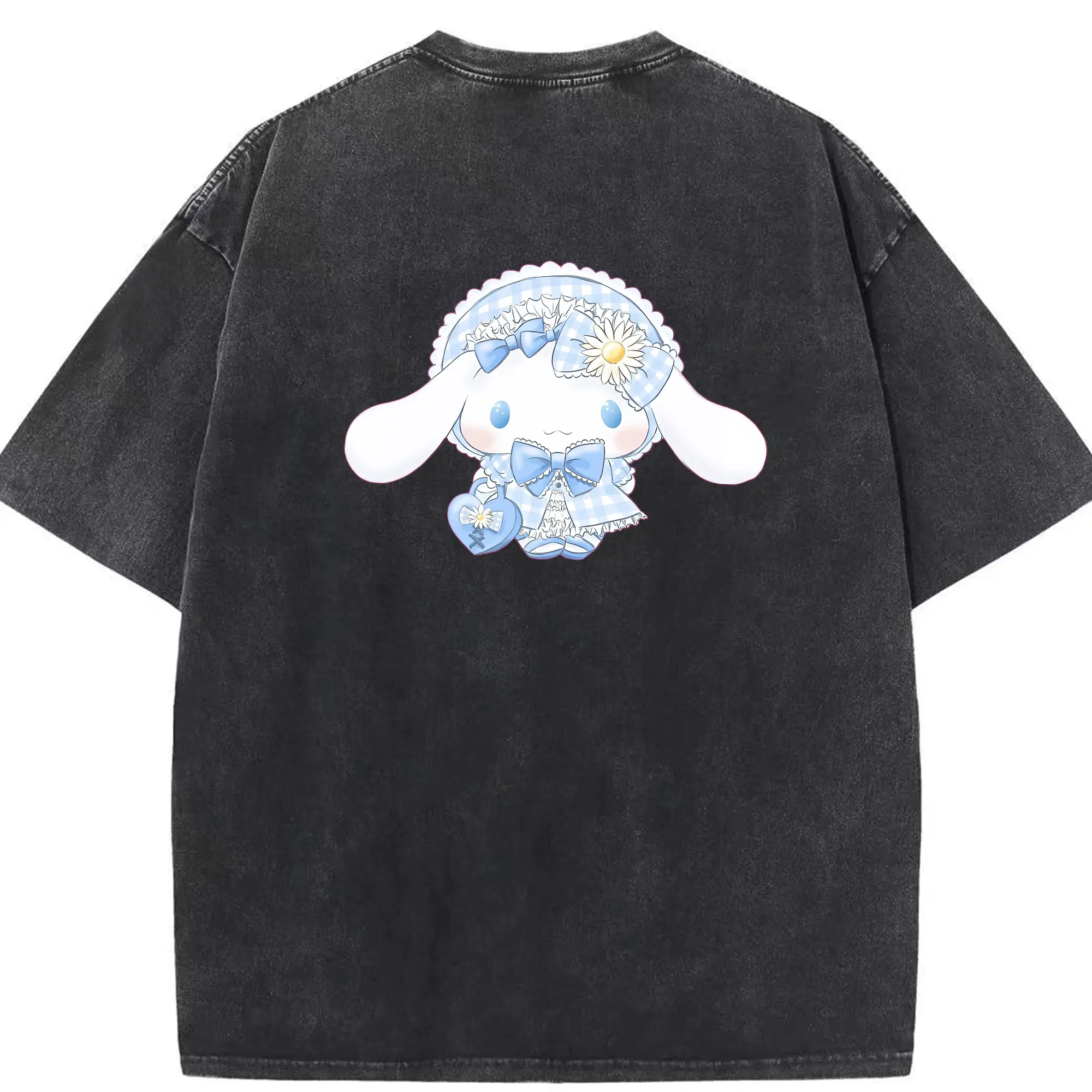 サンリオ グッズ,シナモロール - 綿100％ ヴィンテージ風 半袖Tシャツ ・ 背面プリント ・ 柔らか肌触り ・ 通気性 快適 ・ スポーツ カジュアル 外出用