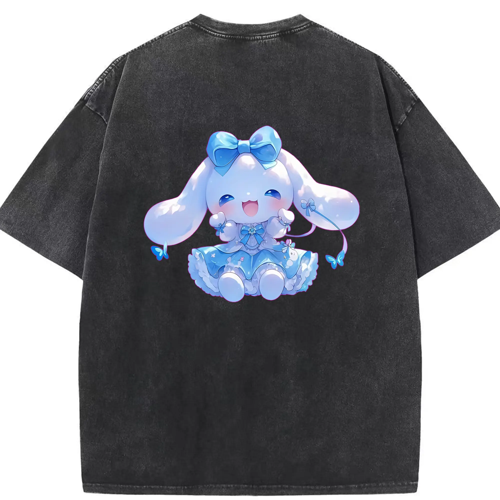 サンリオ グッズ,シナモロール - 綿100％ ヴィンテージ風 半袖Tシャツ ・ 背面プリント ・ 柔らか肌触り ・ 通気性 快適 ・ スポーツ カジュアル 外出用