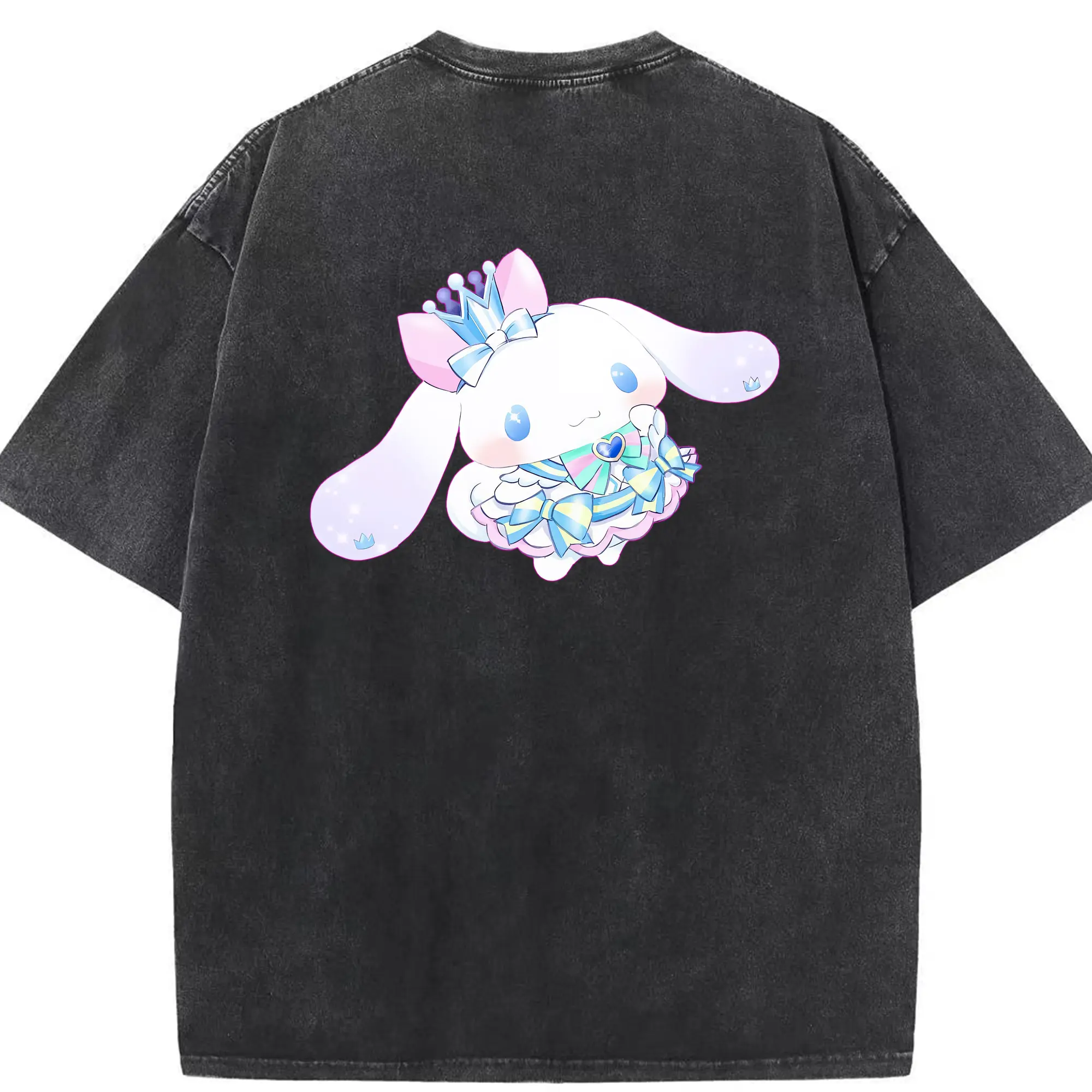 サンリオ グッズ,シナモロール - 綿100％ ヴィンテージ風 半袖Tシャツ ・ 背面プリント ・ 柔らか肌触り ・ 通気性 快適 ・ スポーツ カジュアル 外出用