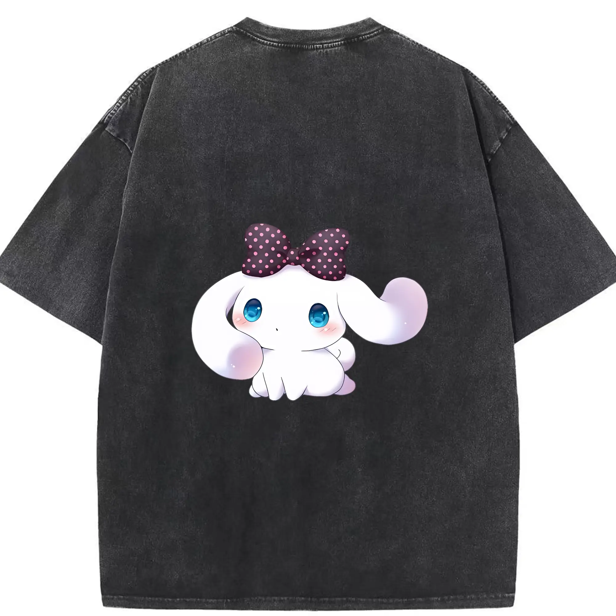 サンリオ グッズ,シナモロール - 綿100％ ヴィンテージ風 半袖Tシャツ ・ 背面プリント ・ 柔らか肌触り ・ 通気性 快適 ・ スポーツ カジュアル 外出用