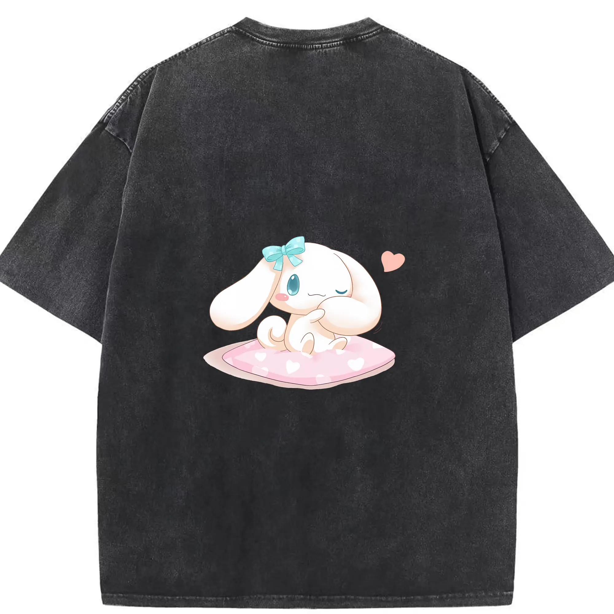 サンリオ グッズ,シナモロール - 綿100％ ヴィンテージ風 半袖Tシャツ ・ 背面プリント ・ 柔らか肌触り ・ 通気性 快適 ・ スポーツ カジュアル 外出用