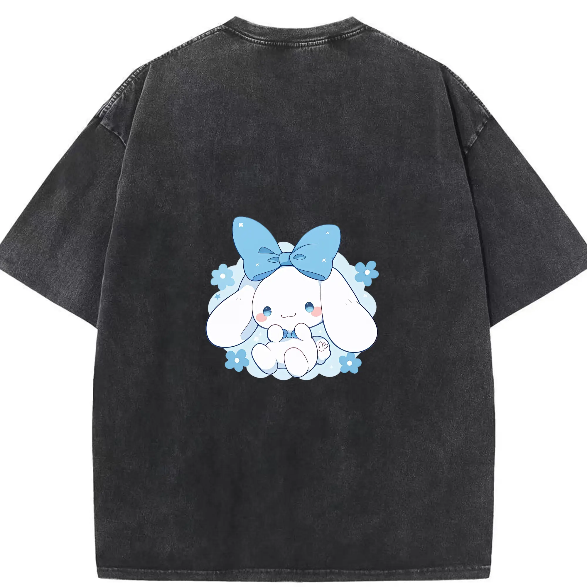 サンリオ グッズ,シナモロール - 綿100％ ヴィンテージ風 半袖Tシャツ ・ 背面プリント ・ 柔らか肌触り ・ 通気性 快適 ・ スポーツ カジュアル 外出用