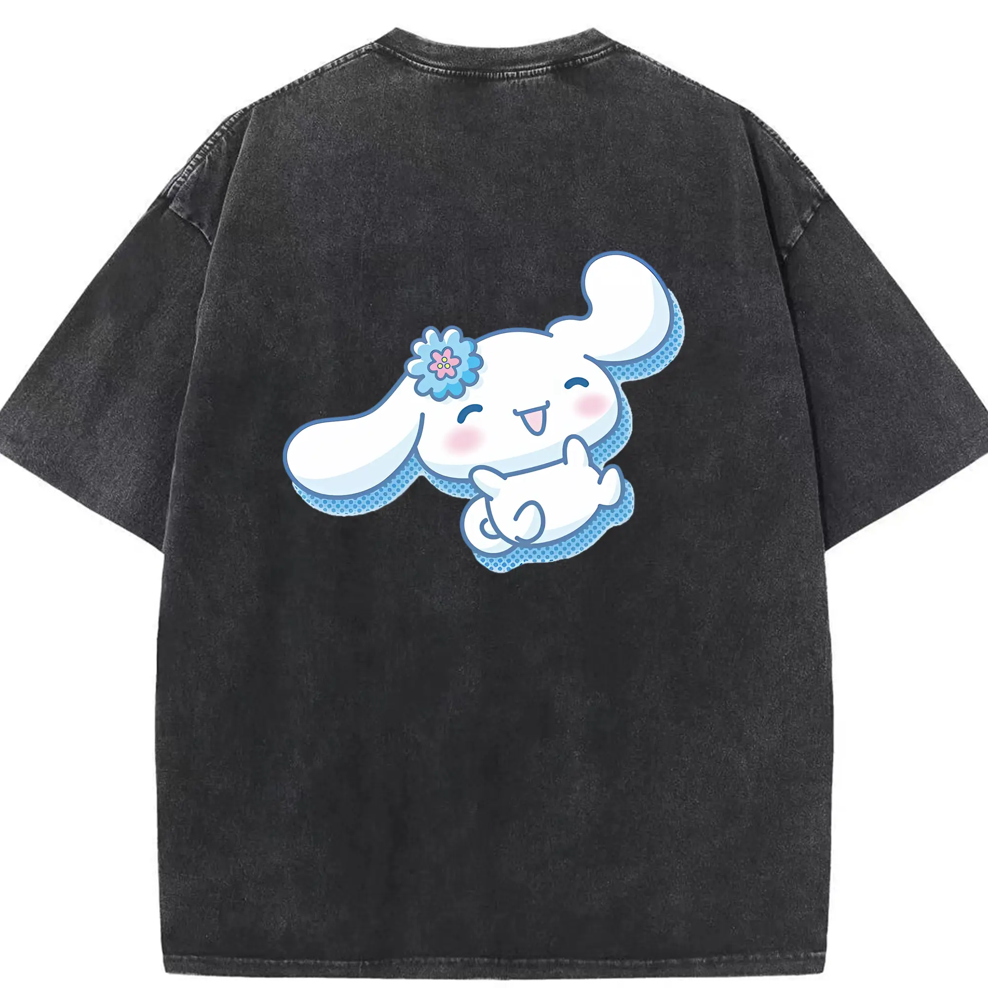 サンリオ グッズ,シナモロール - 綿100％ ヴィンテージ風 半袖Tシャツ ・ 背面プリント ・ 柔らか肌触り ・ 通気性 快適 ・ スポーツ カジュアル 外出用