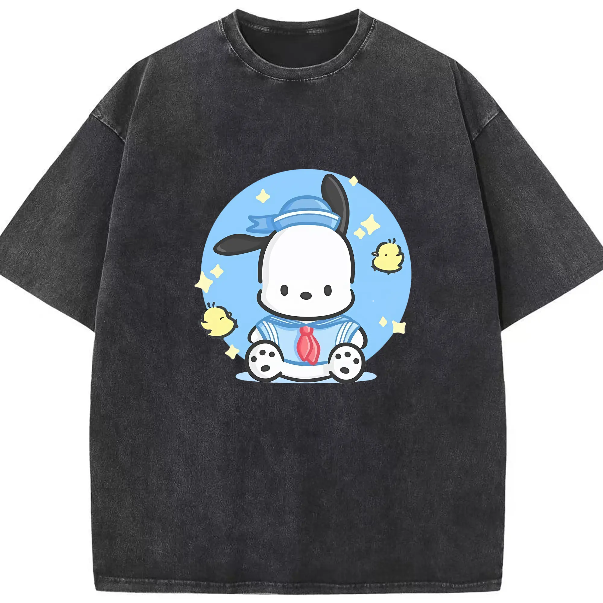 サンリオ グッズ,ポチャッコ - 綿100％ ヴィンテージ風 半袖Tシャツ ・ フロントプリント ・ 柔らか肌触り ・ 通気性 快適 ・ スポーツ カジュアル 外出用