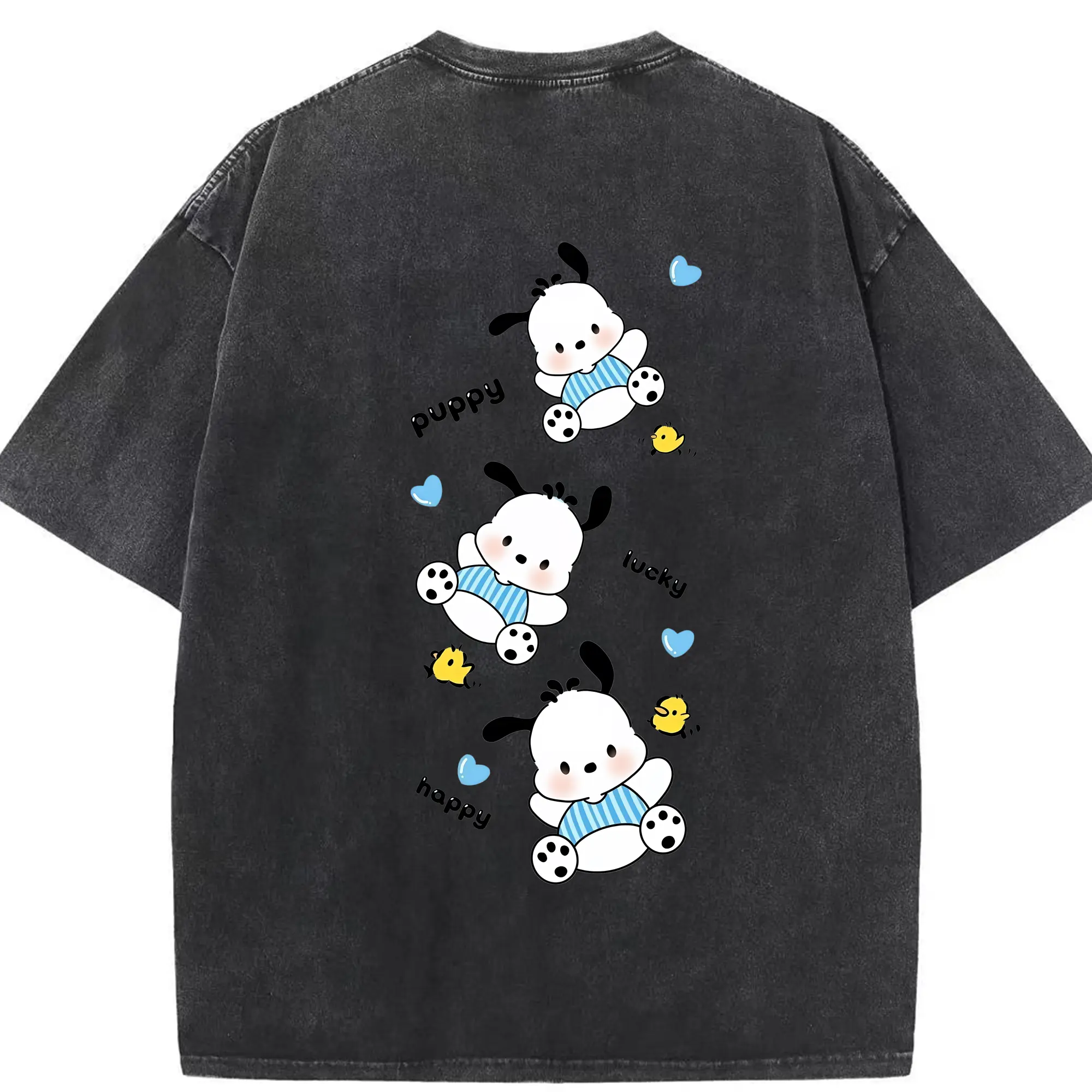 サンリオ グッズ,ポチャッコ - 綿100％ ヴィンテージ風 半袖Tシャツ ・ 背面プリント ・ 柔らか肌触り ・ 通気性 快適 ・ スポーツ カジュアル 外出用