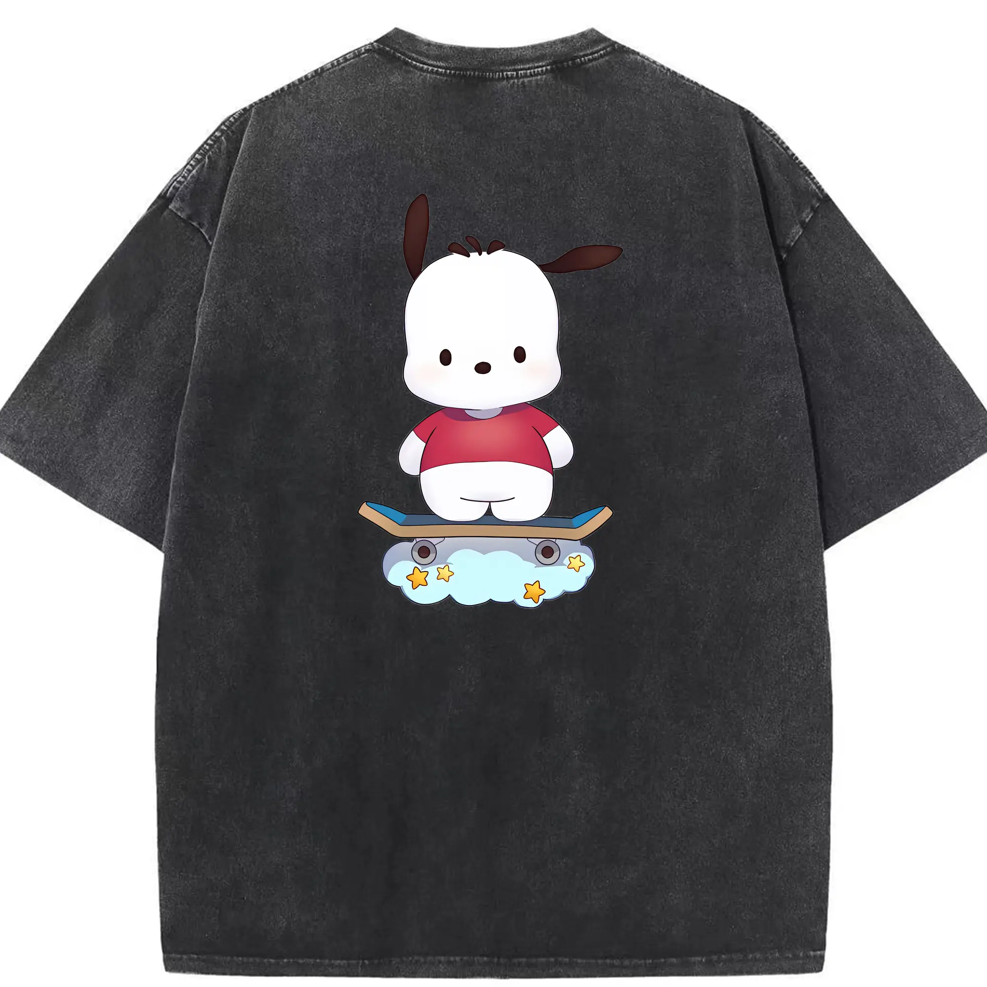 サンリオ グッズ,ポチャッコ - 綿100％ ヴィンテージ風 半袖Tシャツ ・ 背面プリント ・ 柔らか肌触り ・ 通気性 快適 ・ スポーツ カジュアル 外出用