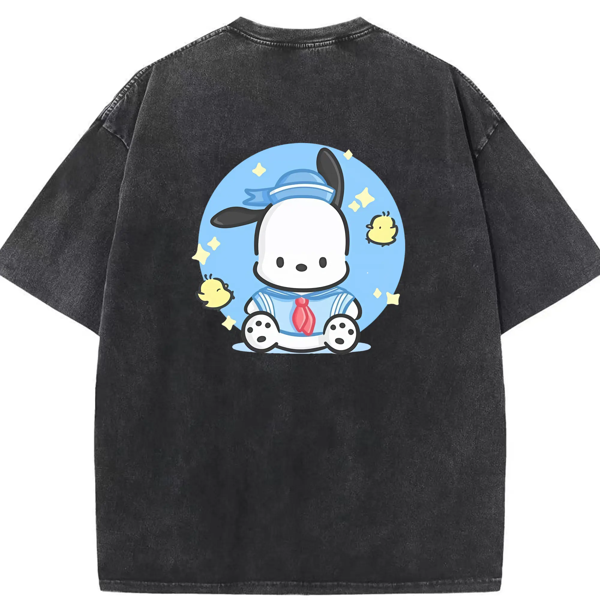 サンリオ グッズ,ポチャッコ - 綿100％ ヴィンテージ風 半袖Tシャツ ・ 背面プリント ・ 柔らか肌触り ・ 通気性 快適 ・ スポーツ カジュアル 外出用