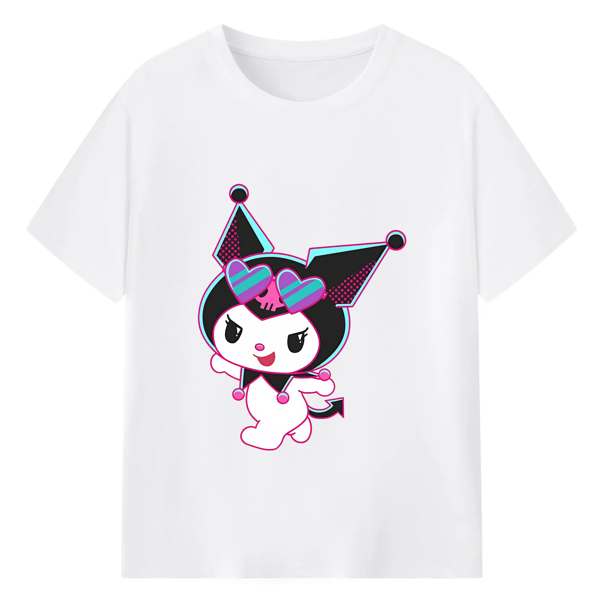 サンリオ グッズ,クロミ - 綿100％ 半袖Tシャツ ・ フロントプリント ・ 快適 通気性 ・ 日常使い 散歩 スポーツ用