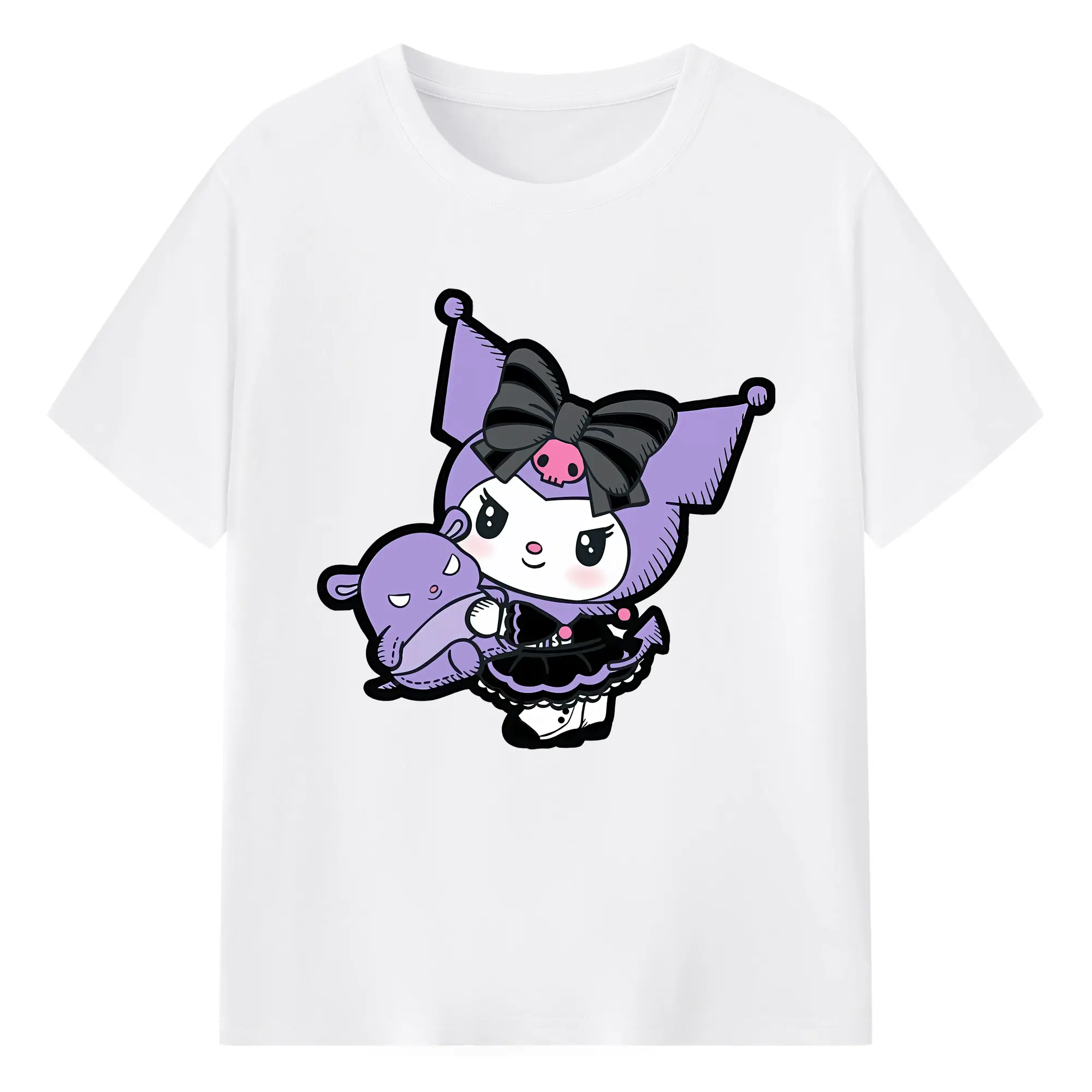 サンリオ グッズ,クロミ - 綿100％ 半袖Tシャツ ・ フロントプリント ・ 快適 通気性 ・ 日常使い 散歩 スポーツ用