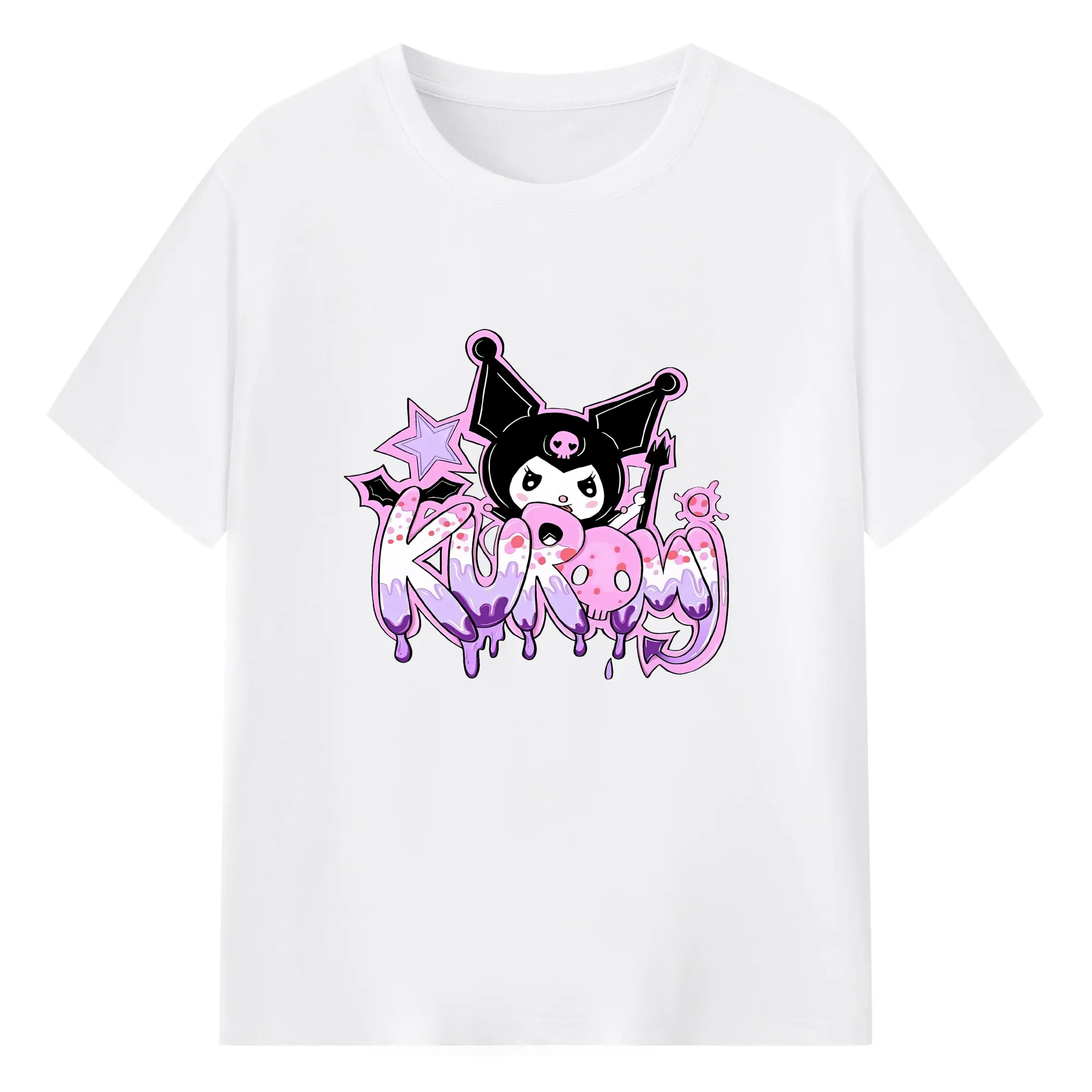 サンリオ グッズ,クロミ - 綿100％ 半袖Tシャツ ・ フロントプリント ・ 快適 通気性 ・ 日常使い 散歩 スポーツ用