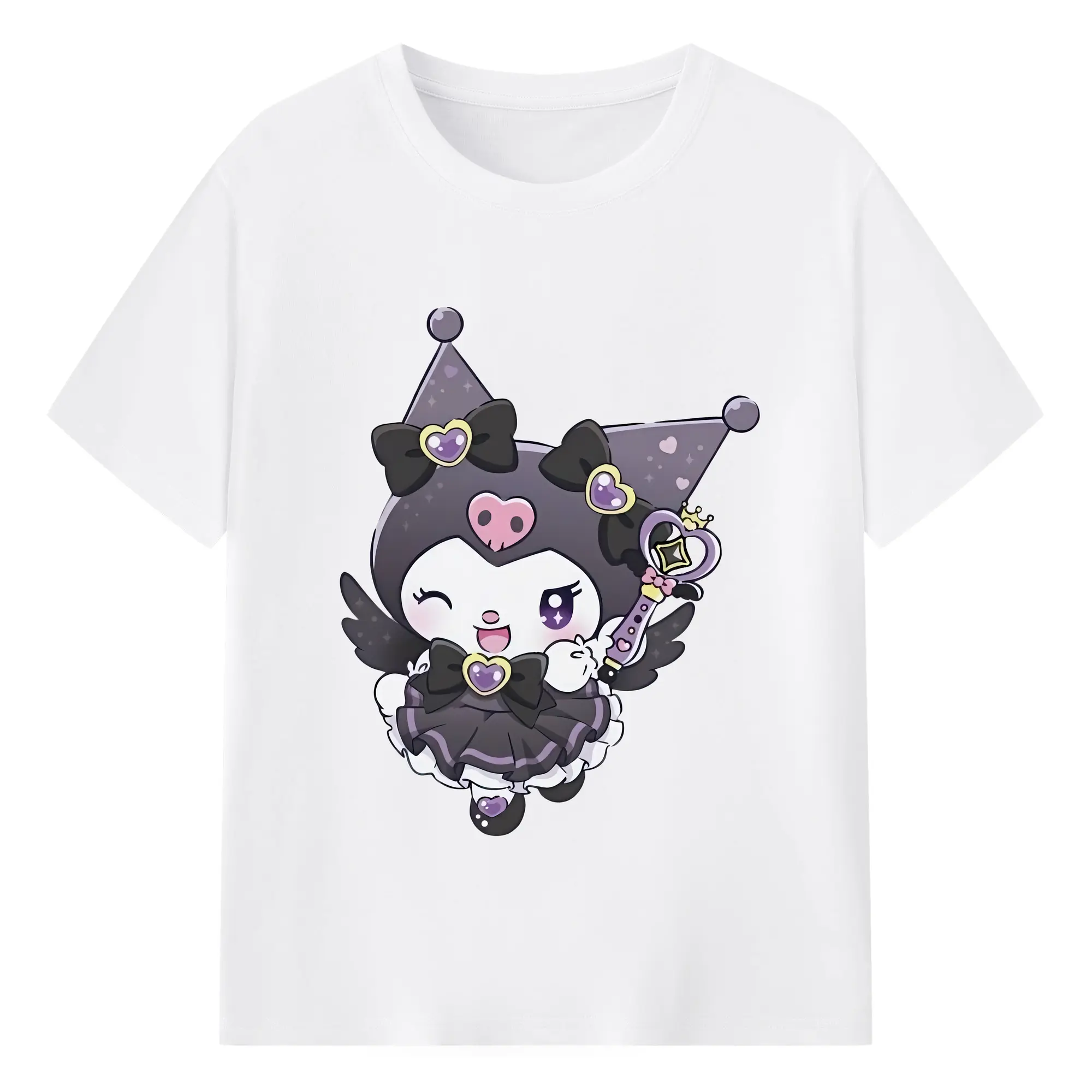 サンリオ グッズ,クロミ - 綿100％ 半袖Tシャツ ・ フロントプリント ・ 快適 通気性 ・ 日常使い 散歩 スポーツ用