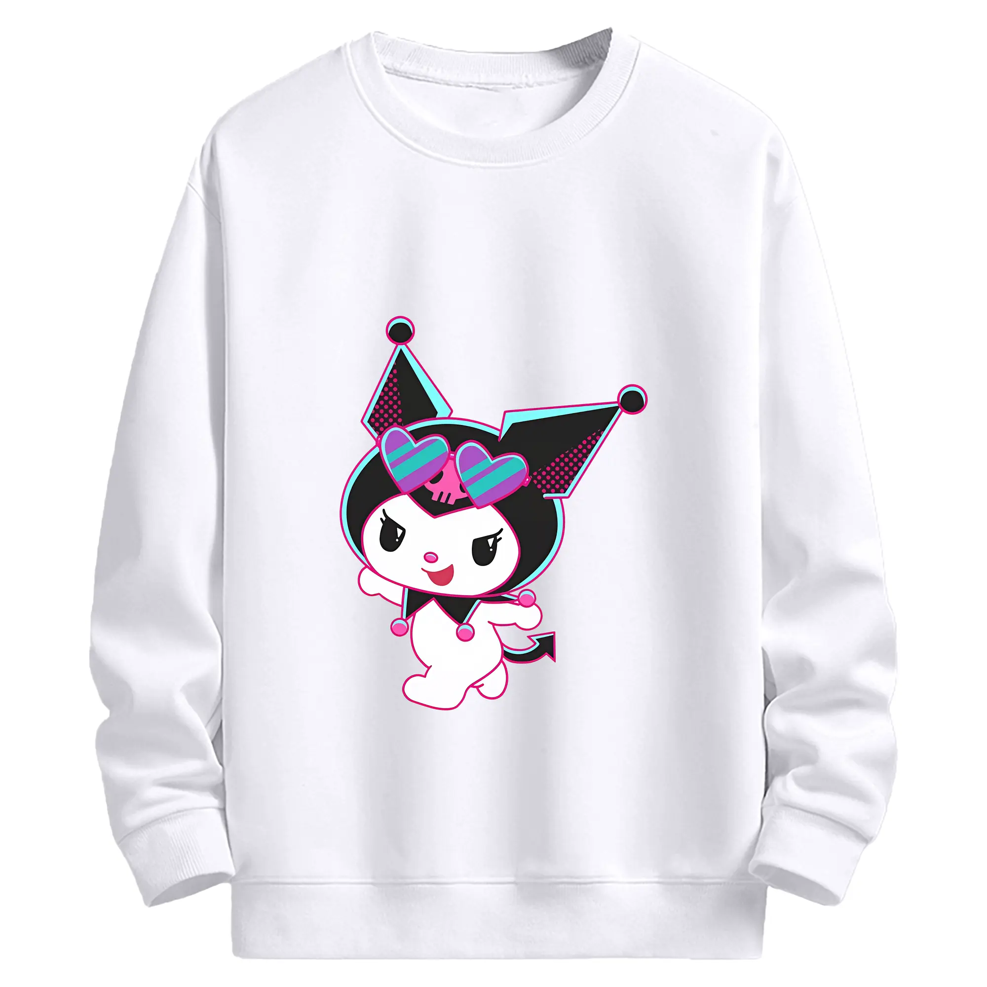 サンリオ グッズ,クロミ - 高品質 クルーネック スウェット ・ コットン59％ ポリエステル41％ ・ ユニセックス 長袖 トレーナー ・ カジュアル デイリー スポーツ 散歩用