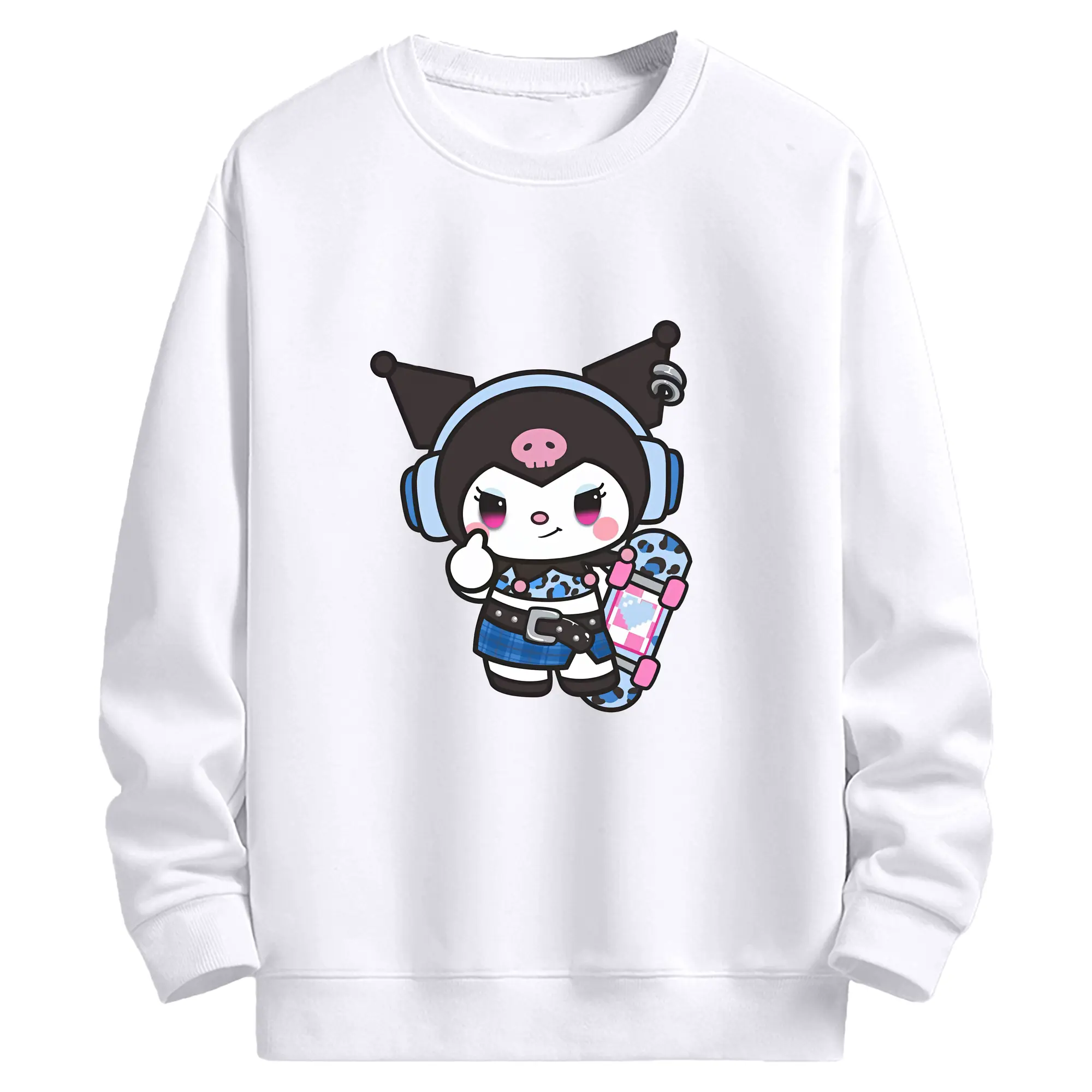 サンリオ グッズ,クロミ - 高品質 クルーネック スウェット ・ コットン59％ ポリエステル41％ ・ ユニセックス 長袖 トレーナー ・ カジュアル デイリー スポーツ 散歩用