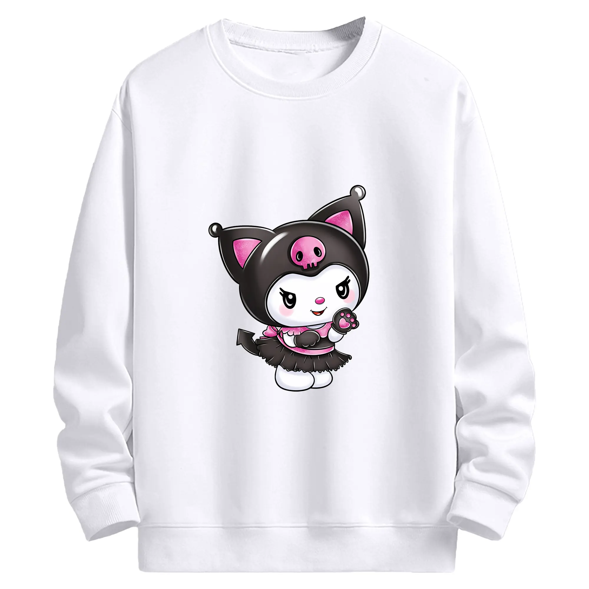 サンリオ グッズ,クロミ - 高品質 クルーネック スウェット ・ コットン59％ ポリエステル41％ ・ ユニセックス 長袖 トレーナー ・ カジュアル デイリー スポーツ 散歩用