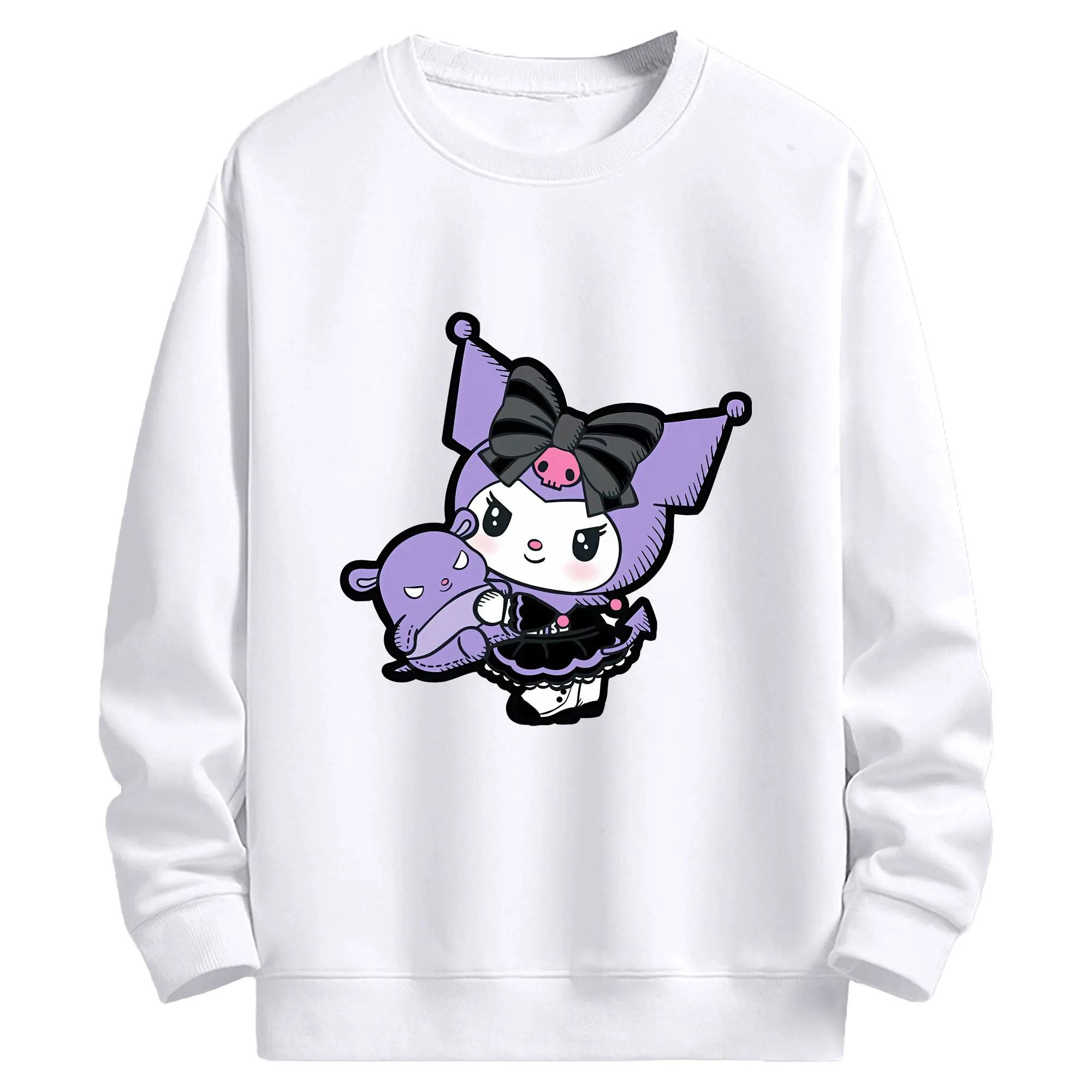 サンリオ グッズ,クロミ - 高品質 クルーネック スウェット ・ コットン59％ ポリエステル41％ ・ ユニセックス 長袖 トレーナー ・ カジュアル デイリー スポーツ 散歩用