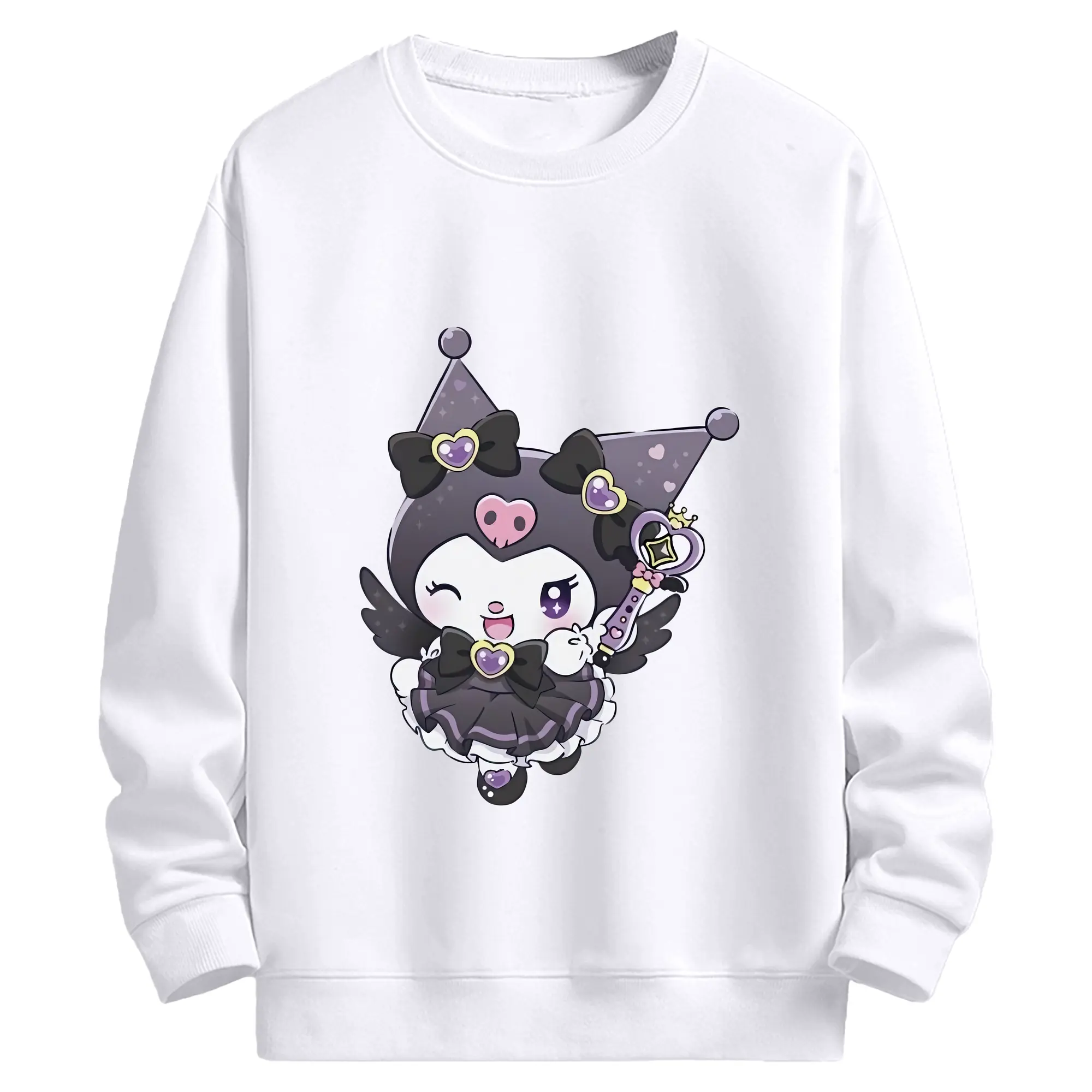 サンリオ グッズ,クロミ - 高品質 クルーネック スウェット ・ コットン59％ ポリエステル41％ ・ ユニセックス 長袖 トレーナー ・ カジュアル デイリー スポーツ 散歩用