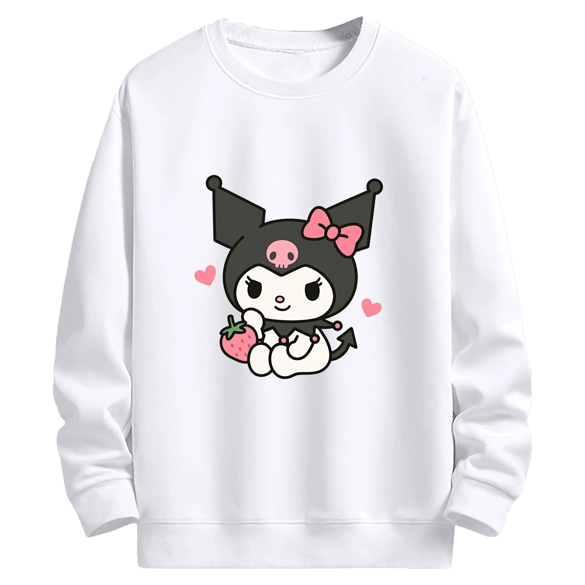 サンリオ グッズ,クロミ - 高品質 クルーネック スウェット ・ コットン59％ ポリエステル41％ ・ ユニセックス 長袖 トレーナー ・ カジュアル デイリー スポーツ 散歩用