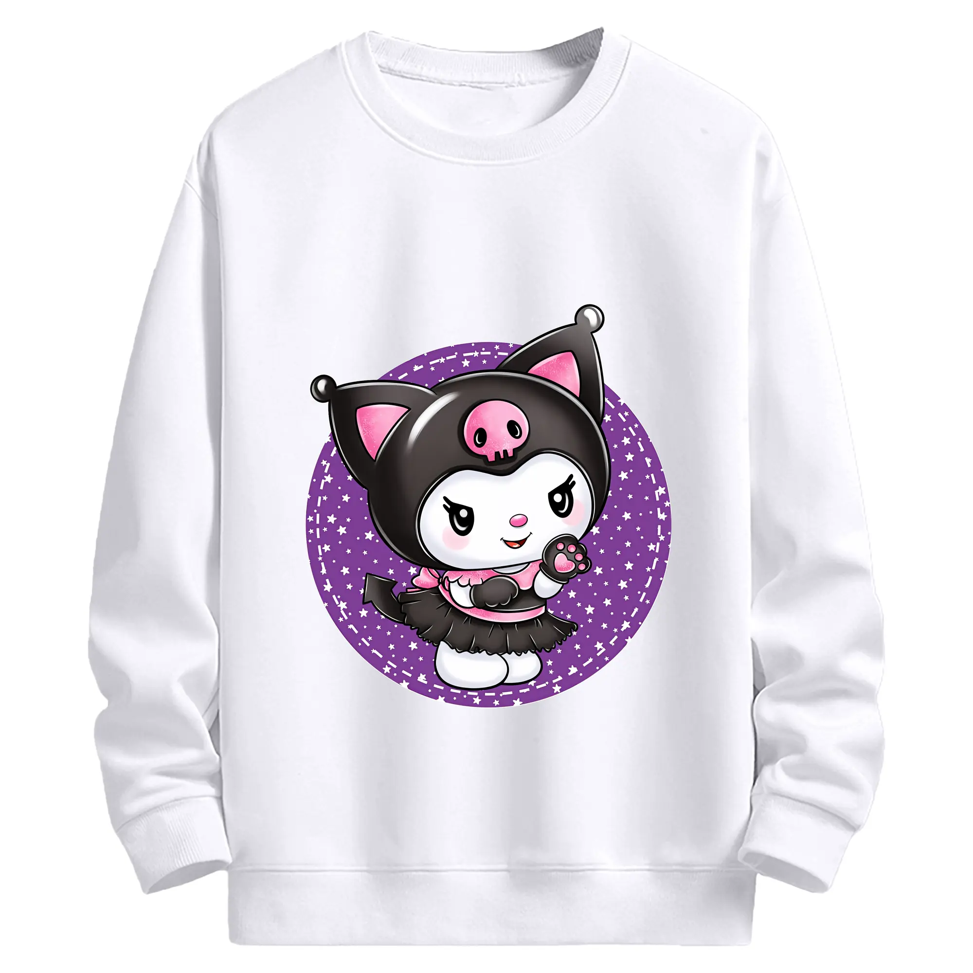 サンリオ グッズ,クロミ - 高品質 クルーネック スウェット ・ コットン59％ ポリエステル41％ ・ ユニセックス 長袖 トレーナー ・ カジュアル デイリー スポーツ 散歩用