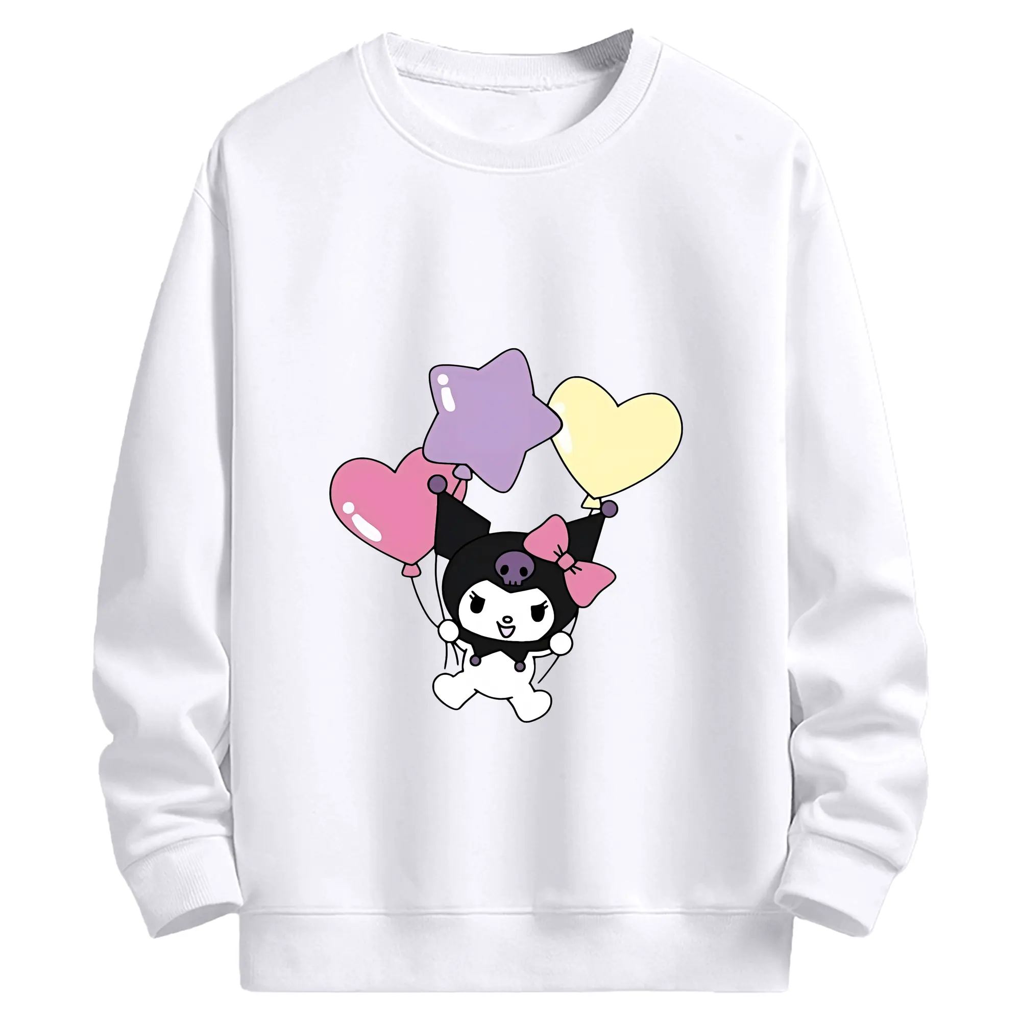 サンリオ グッズ,クロミ - 高品質 クルーネック スウェット ・ コットン59％ ポリエステル41％ ・ ユニセックス 長袖 トレーナー ・ カジュアル デイリー スポーツ 散歩用