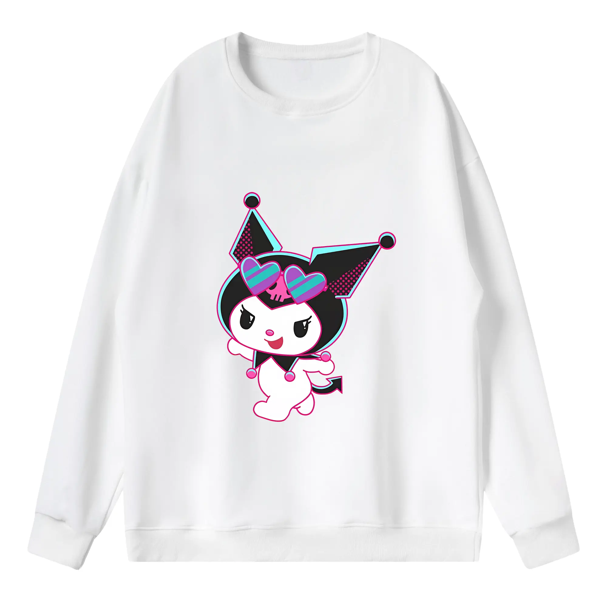 サンリオ グッズ,クロミ - 薄手 クルーネック スウェット 裏毛260g · ポリエステル 春秋向け カジュアル 男女兼用 · トレーナー デイリー スポーツ 散歩に最適