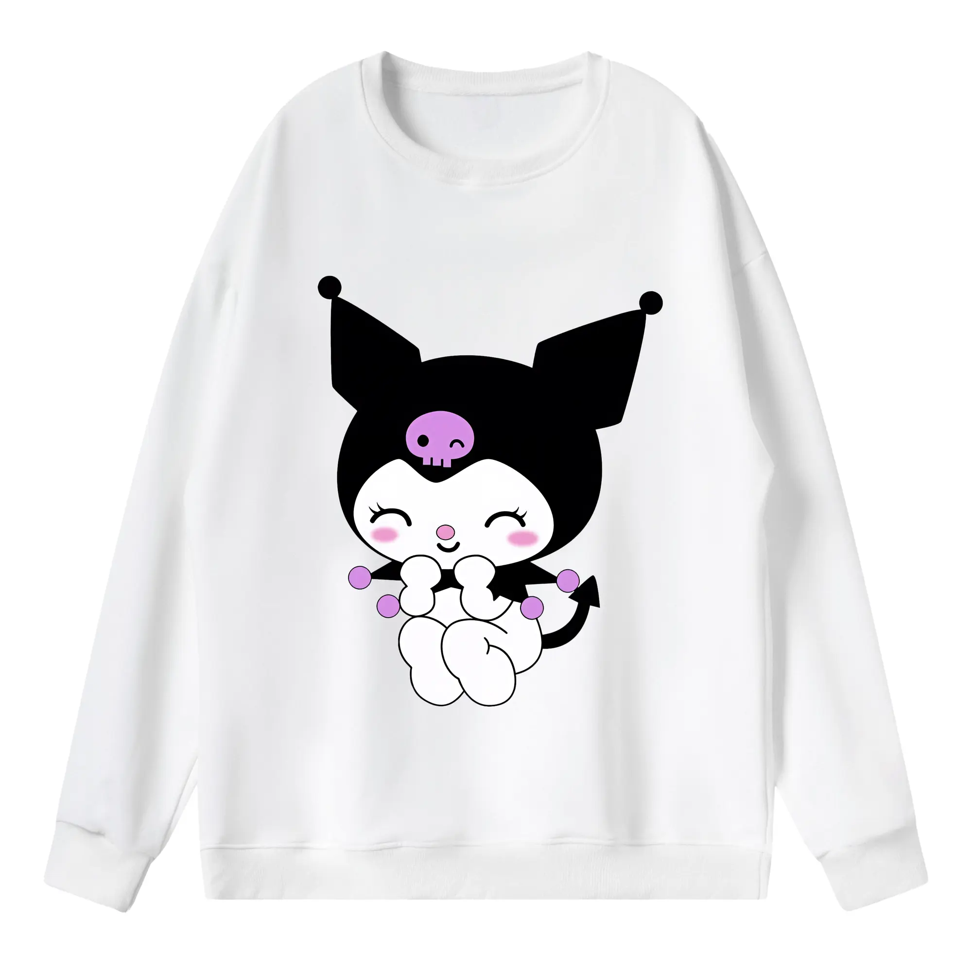 サンリオ グッズ,クロミ - 薄手 クルーネック スウェット 裏毛260g · ポリエステル 春秋向け カジュアル 男女兼用 · トレーナー デイリー スポーツ 散歩に最適