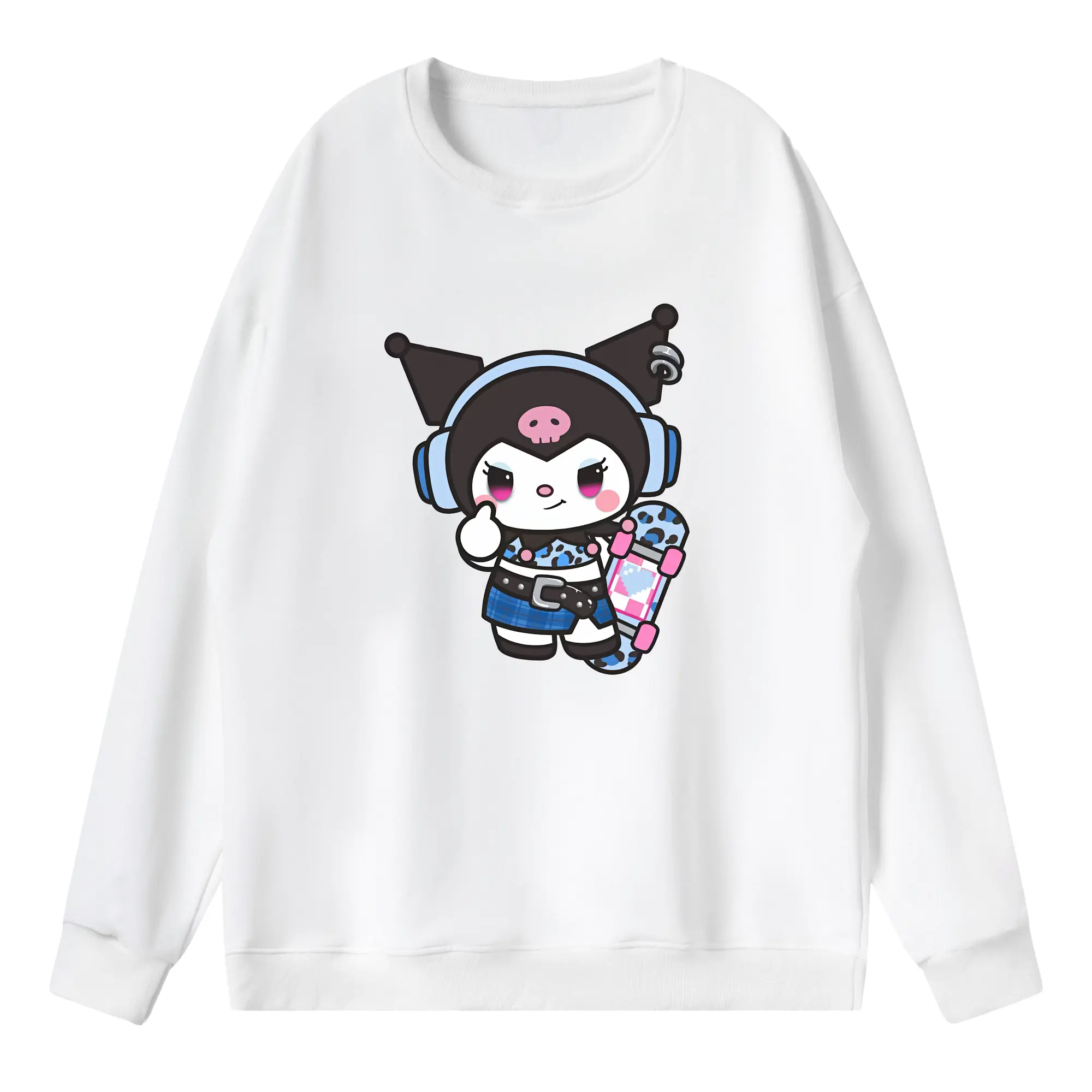 サンリオ グッズ,クロミ - 薄手 クルーネック スウェット 裏毛260g · ポリエステル 春秋向け カジュアル 男女兼用 · トレーナー デイリー スポーツ 散歩に最適