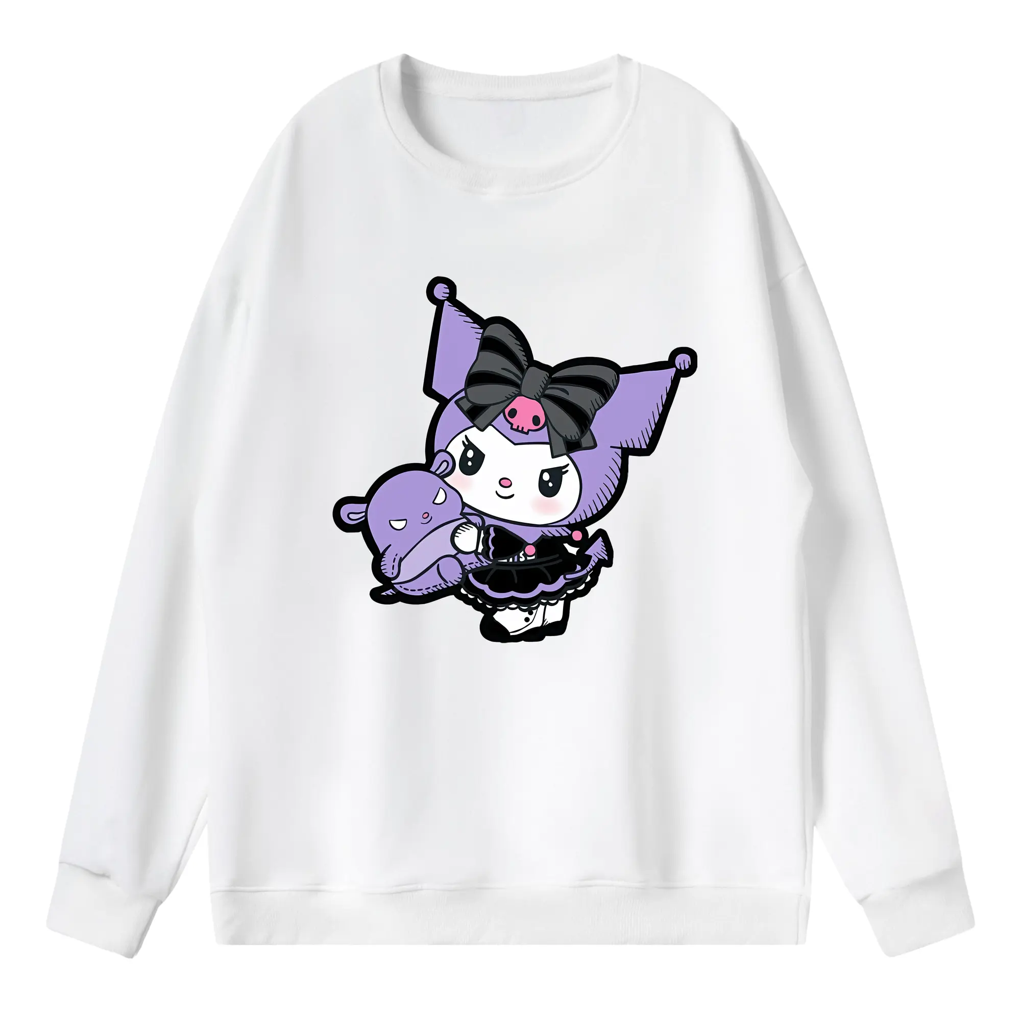 サンリオ グッズ,クロミ - 薄手 クルーネック スウェット 裏毛260g · ポリエステル 春秋向け カジュアル 男女兼用 · トレーナー デイリー スポーツ 散歩に最適