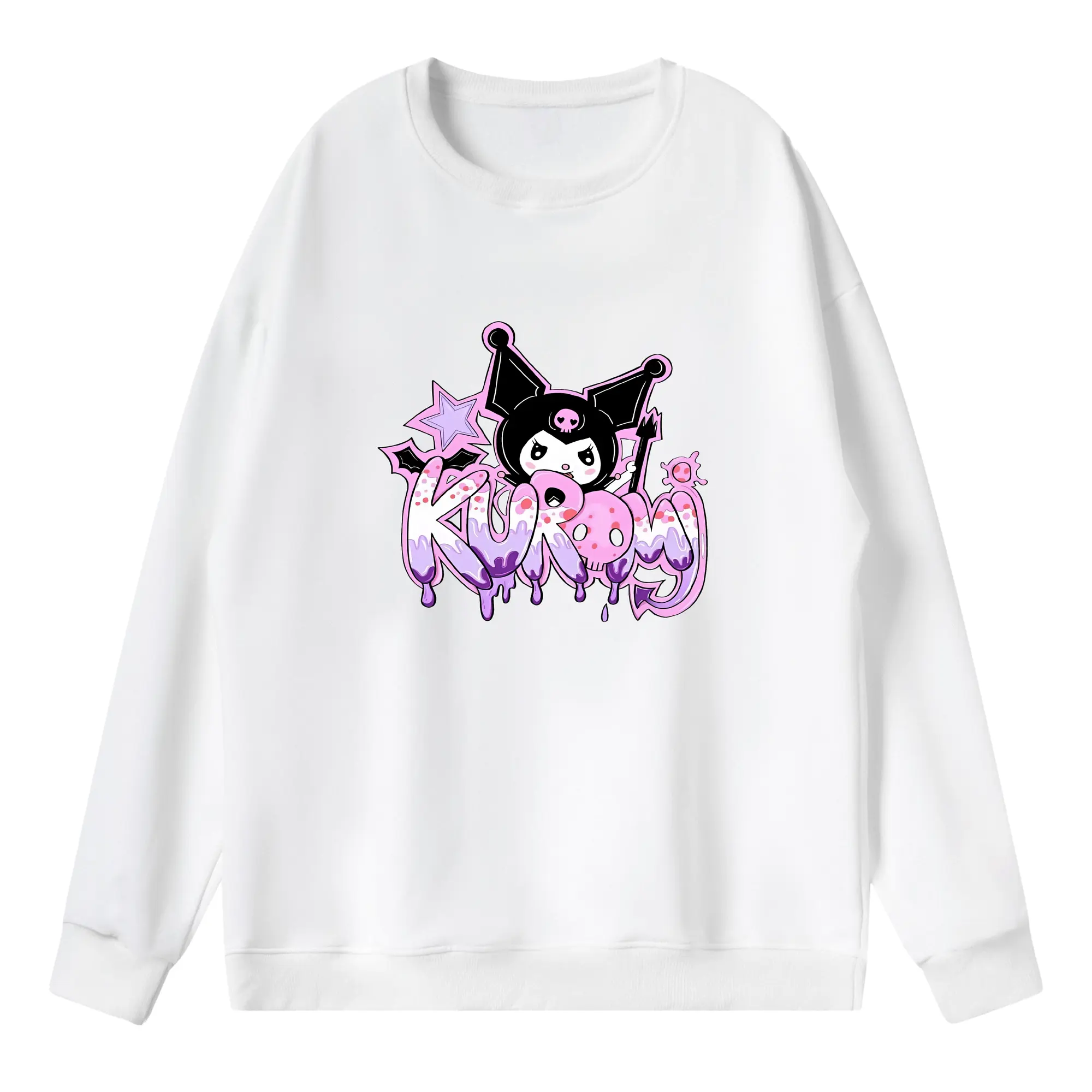 サンリオ グッズ,クロミ - 薄手 クルーネック スウェット 裏毛260g · ポリエステル 春秋向け カジュアル 男女兼用 · トレーナー デイリー スポーツ 散歩に最適